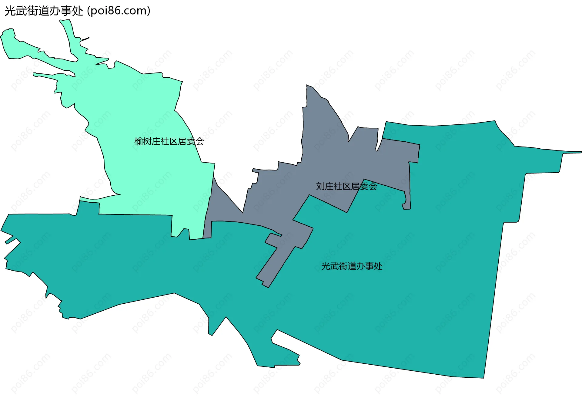 光武街道办事处边界地图(五级行政区划)