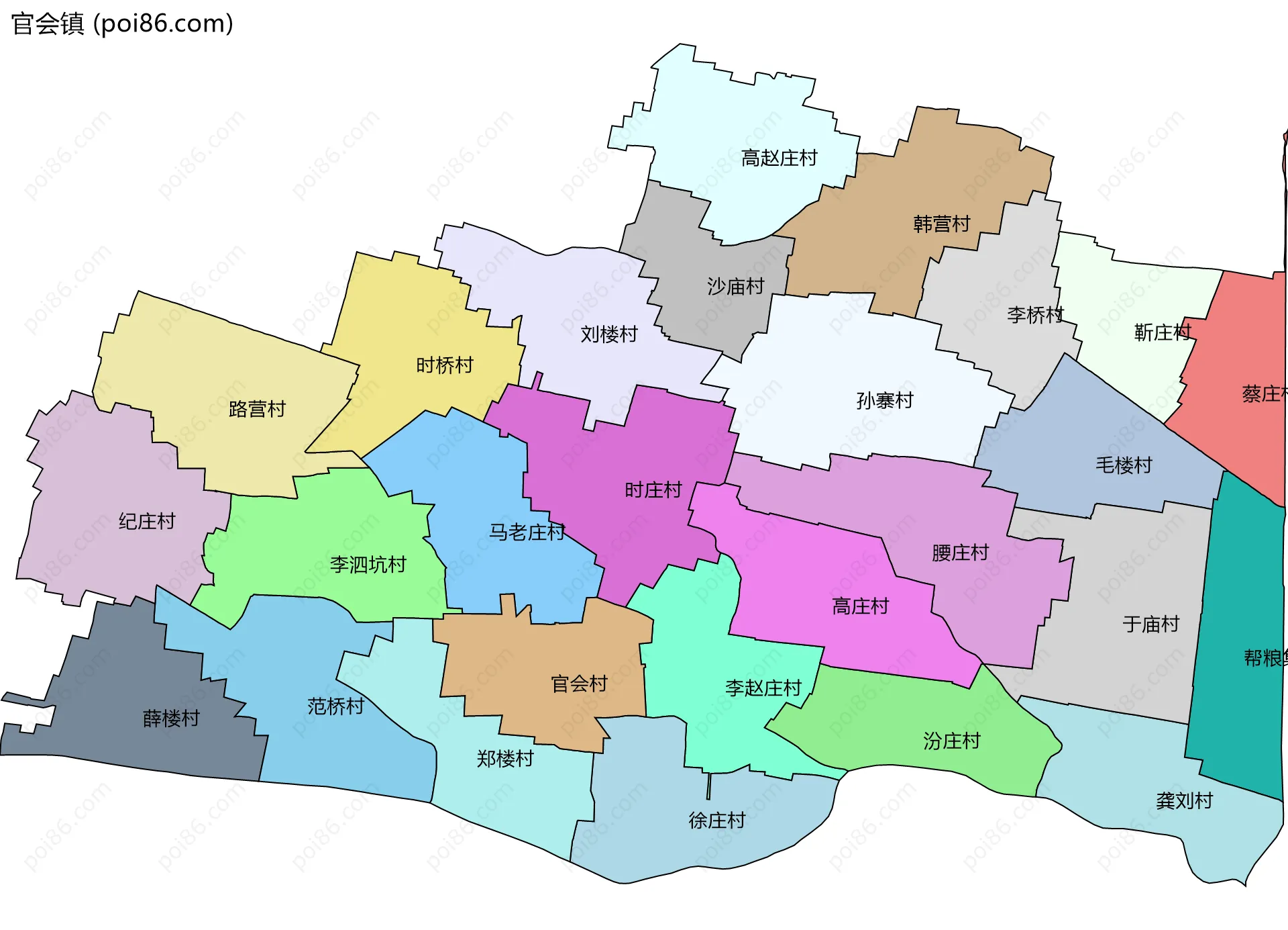官会镇边界地图(五级行政区划)