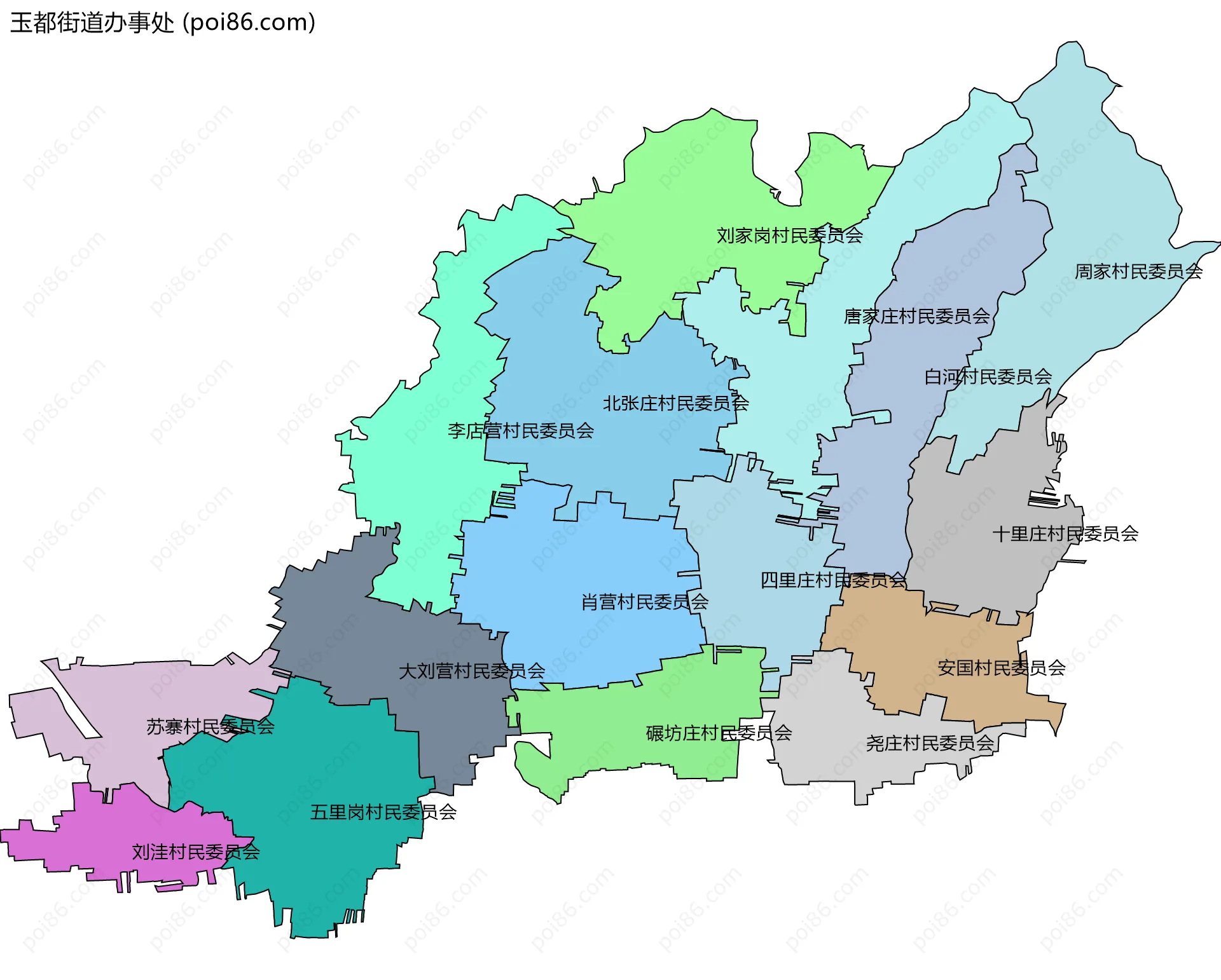 玉都街道办事处边界地图(五级行政区划)