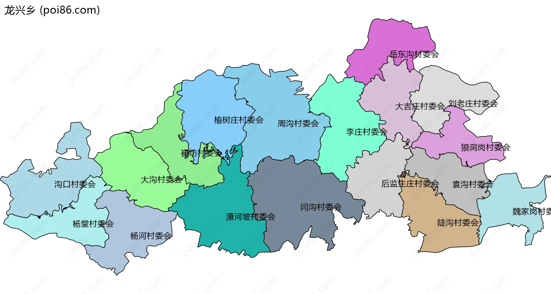 龙兴乡边界地图(五级行政区划)