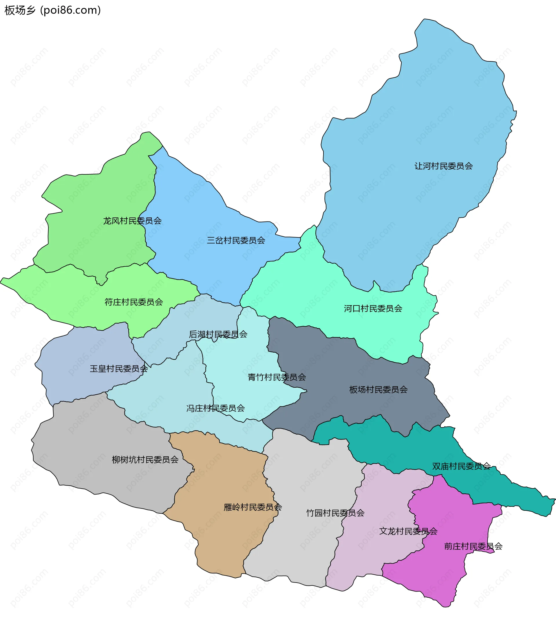 板场乡边界地图(五级行政区划)