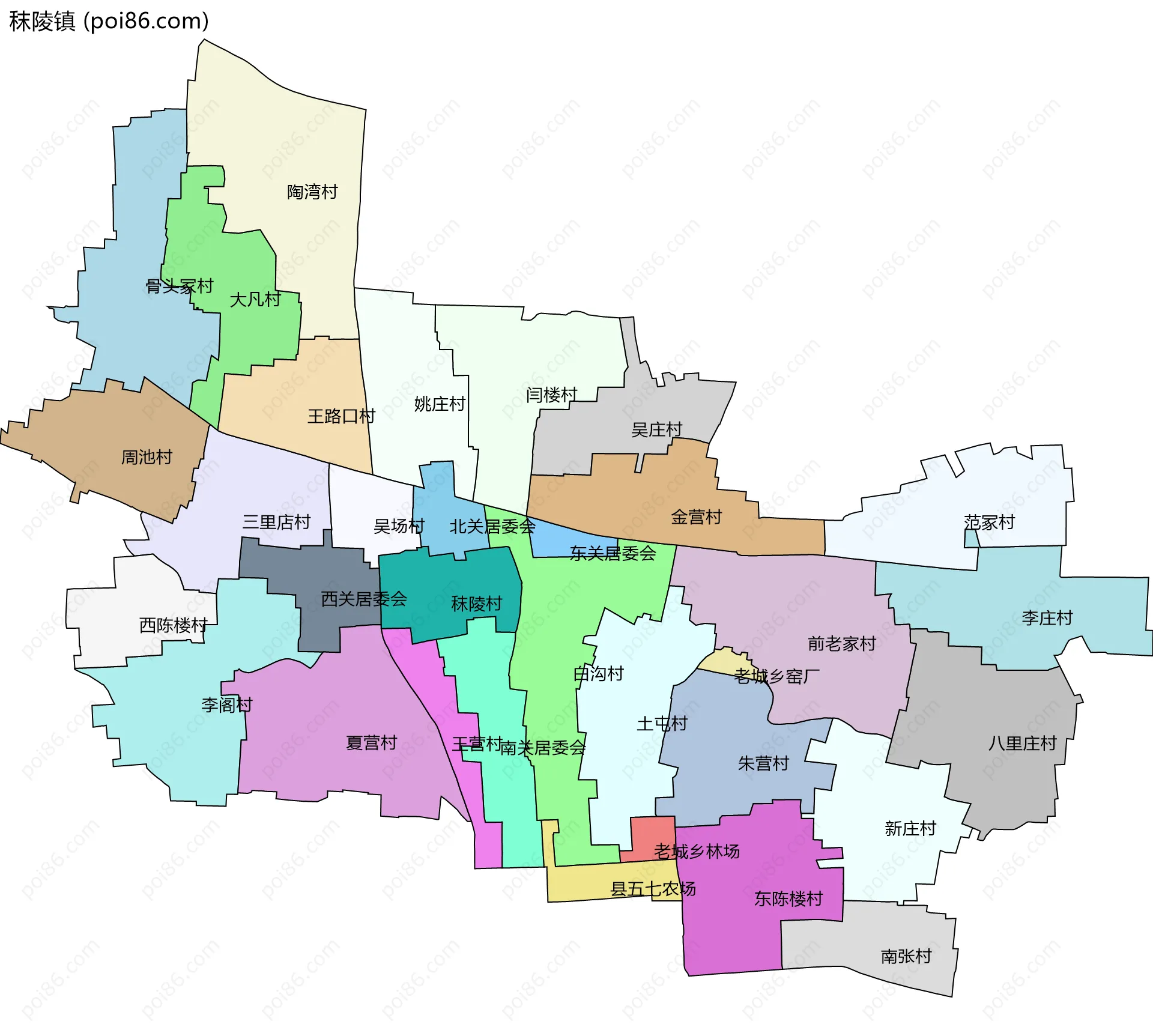 秣陵镇边界地图(五级行政区划)