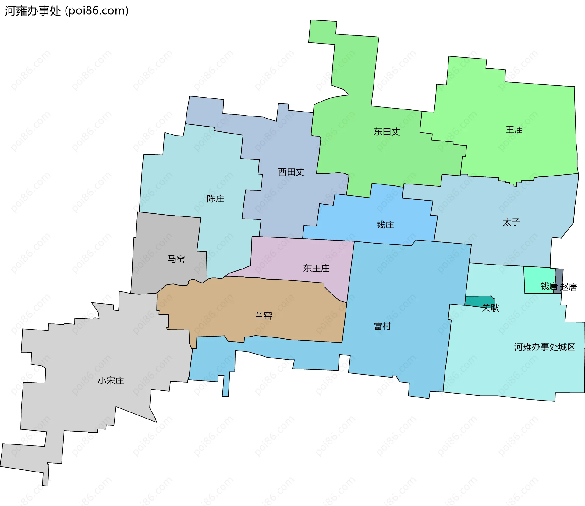 河雍办事处边界地图(五级行政区划)