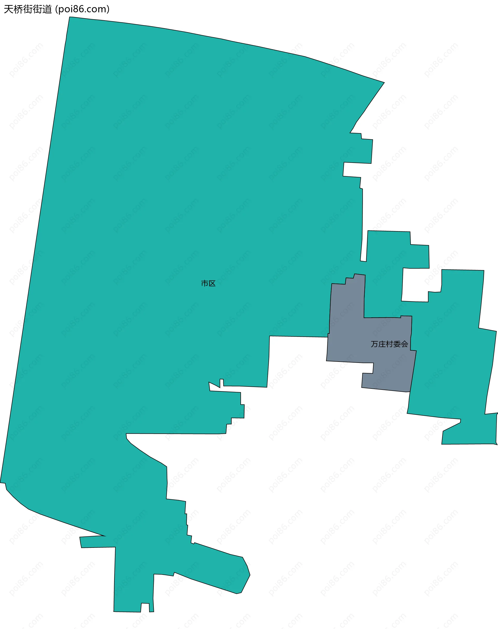 天桥街街道边界地图(五级行政区划)