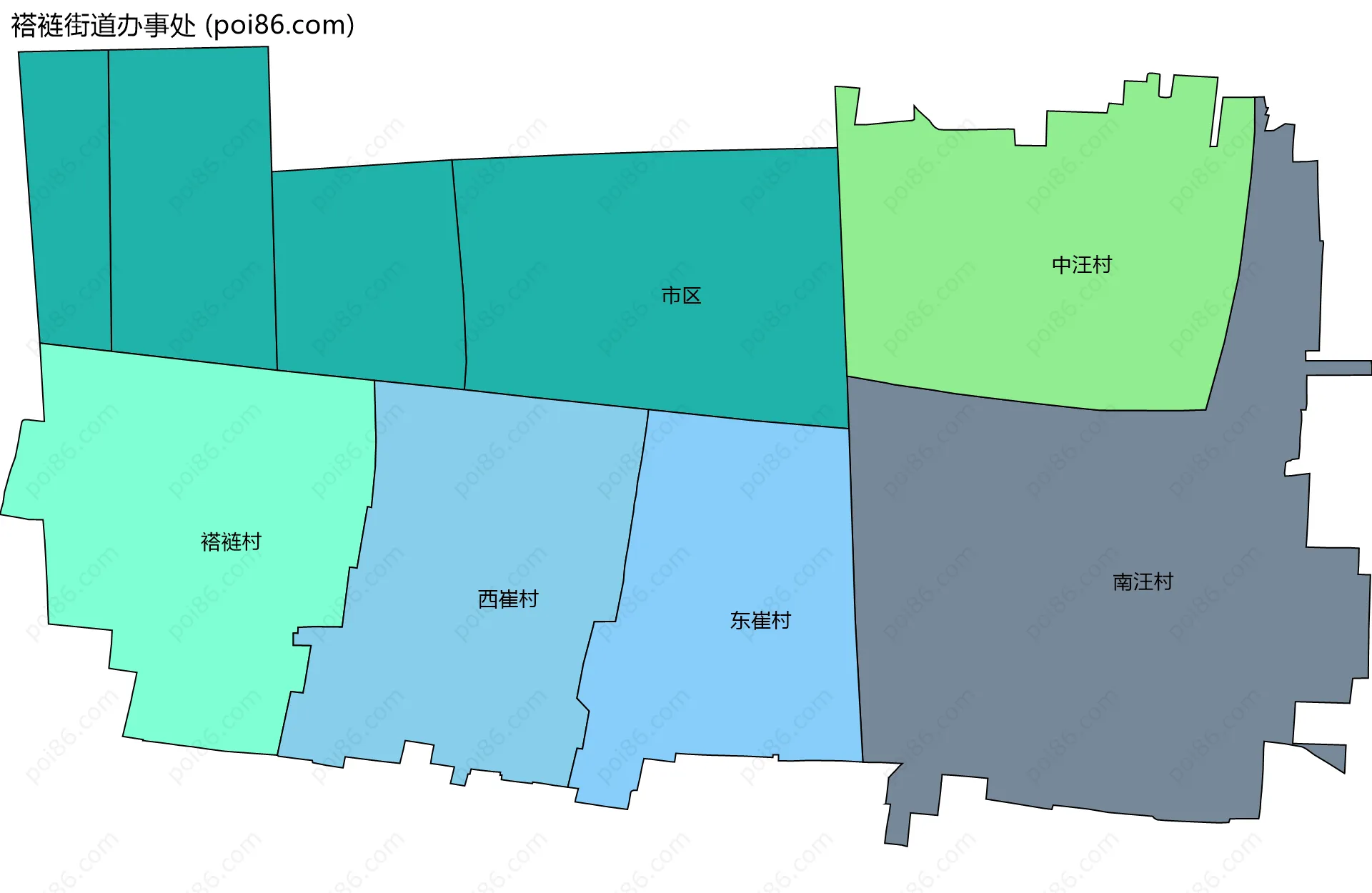 褡裢街道办事处边界地图(五级行政区划)