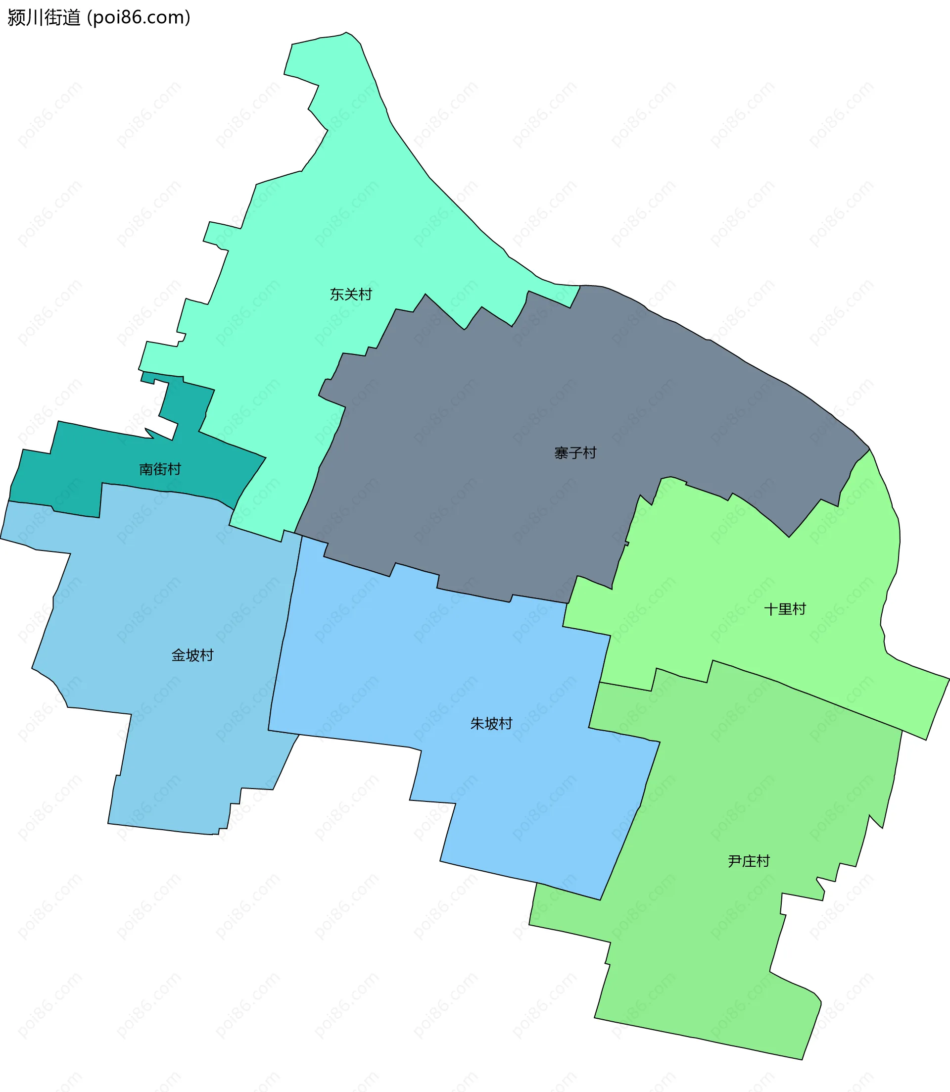 颍川街道边界地图(五级行政区划)