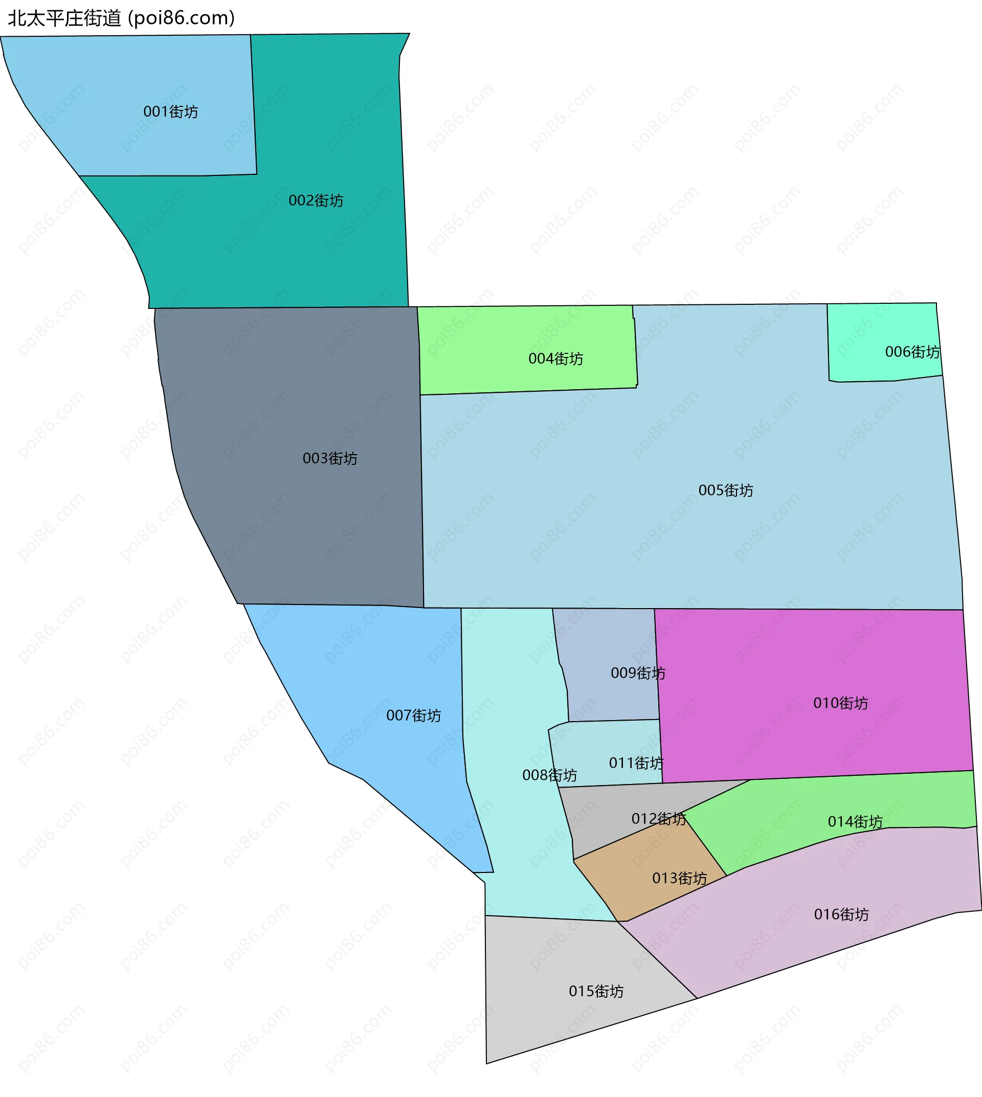 北太平庄街道边界地图(五级行政区划)