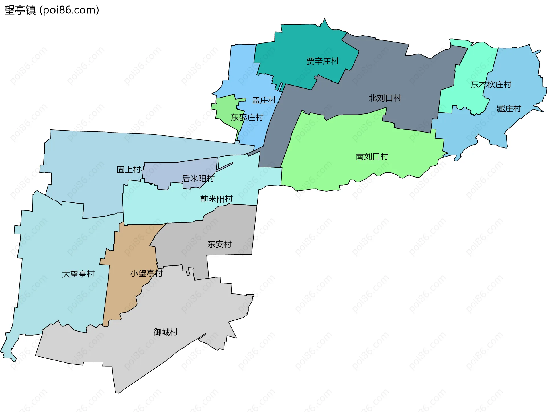 望亭镇边界地图(五级行政区划)