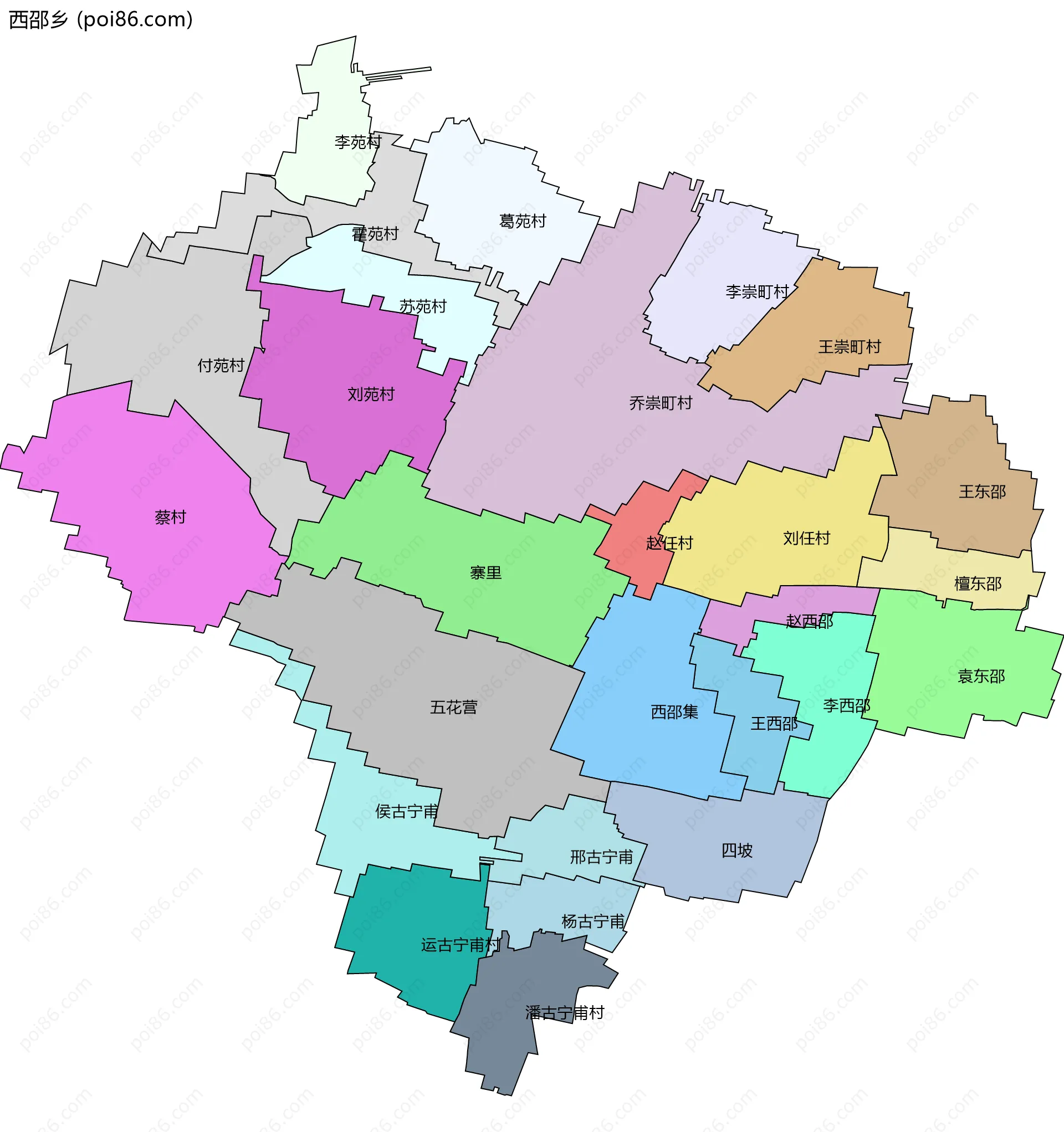 西邵乡边界地图(五级行政区划)