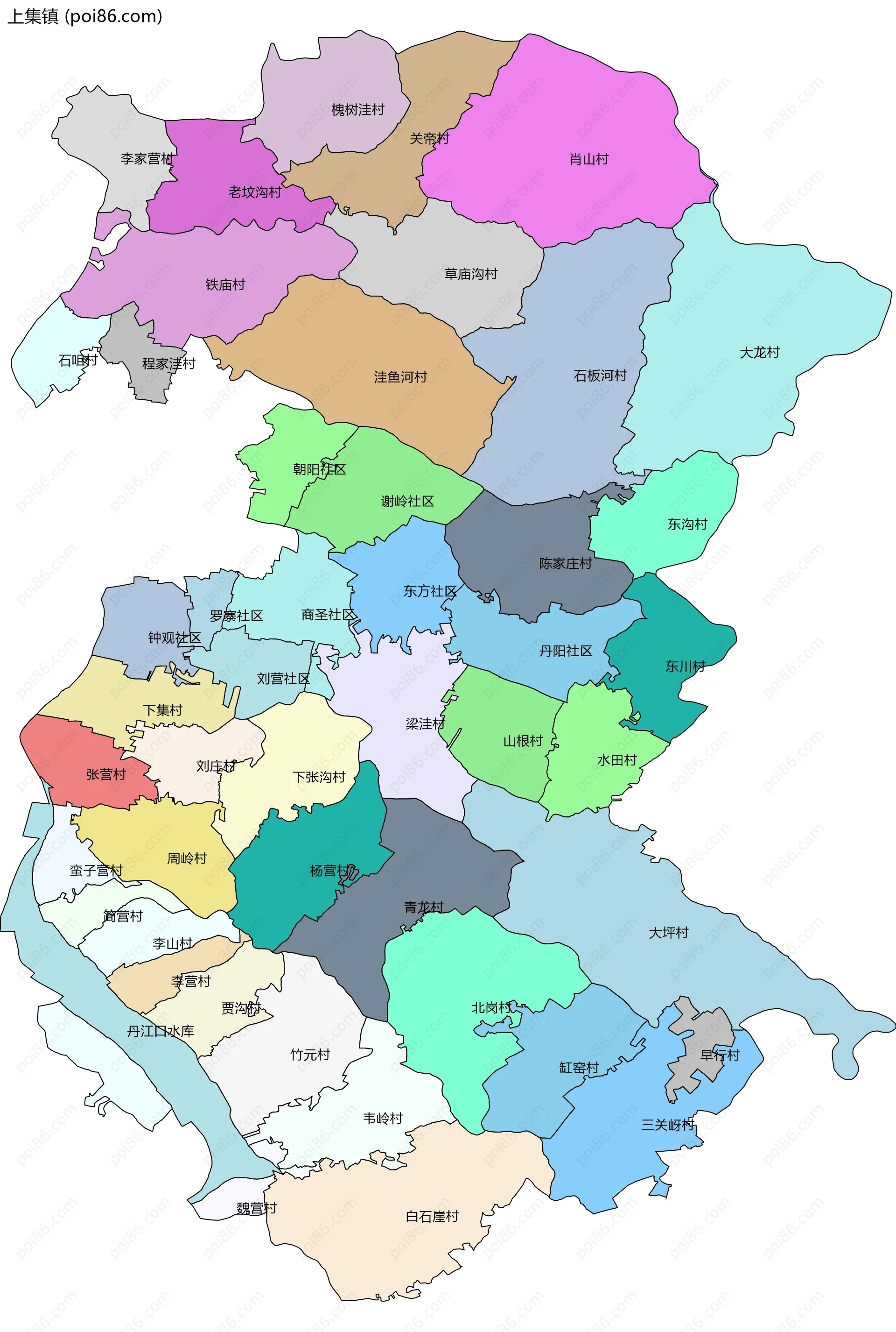 上集镇边界地图(五级行政区划)