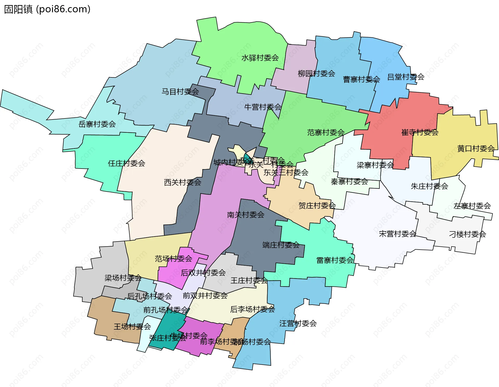 固阳镇边界地图(五级行政区划)