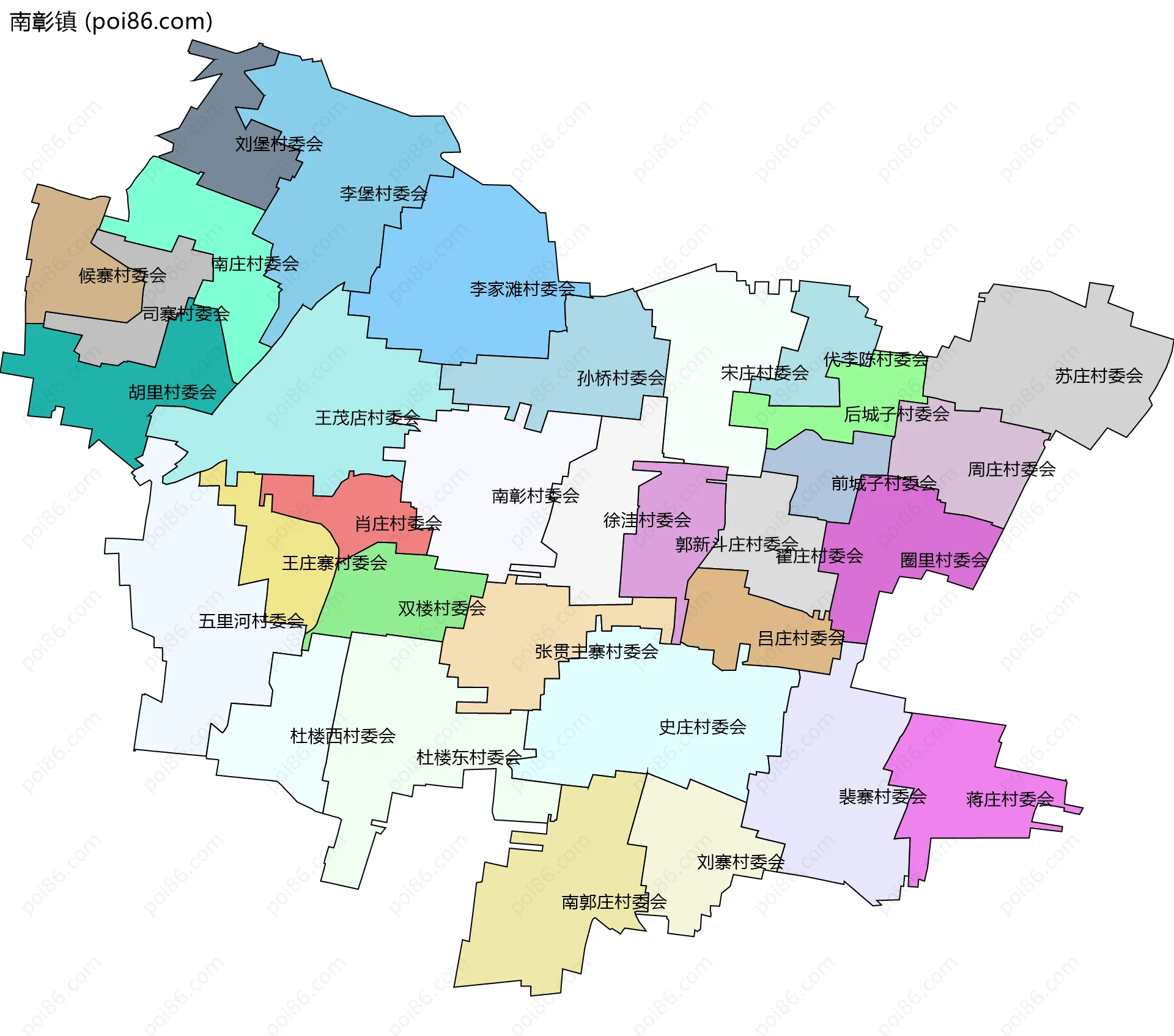 南彰镇边界地图(五级行政区划)