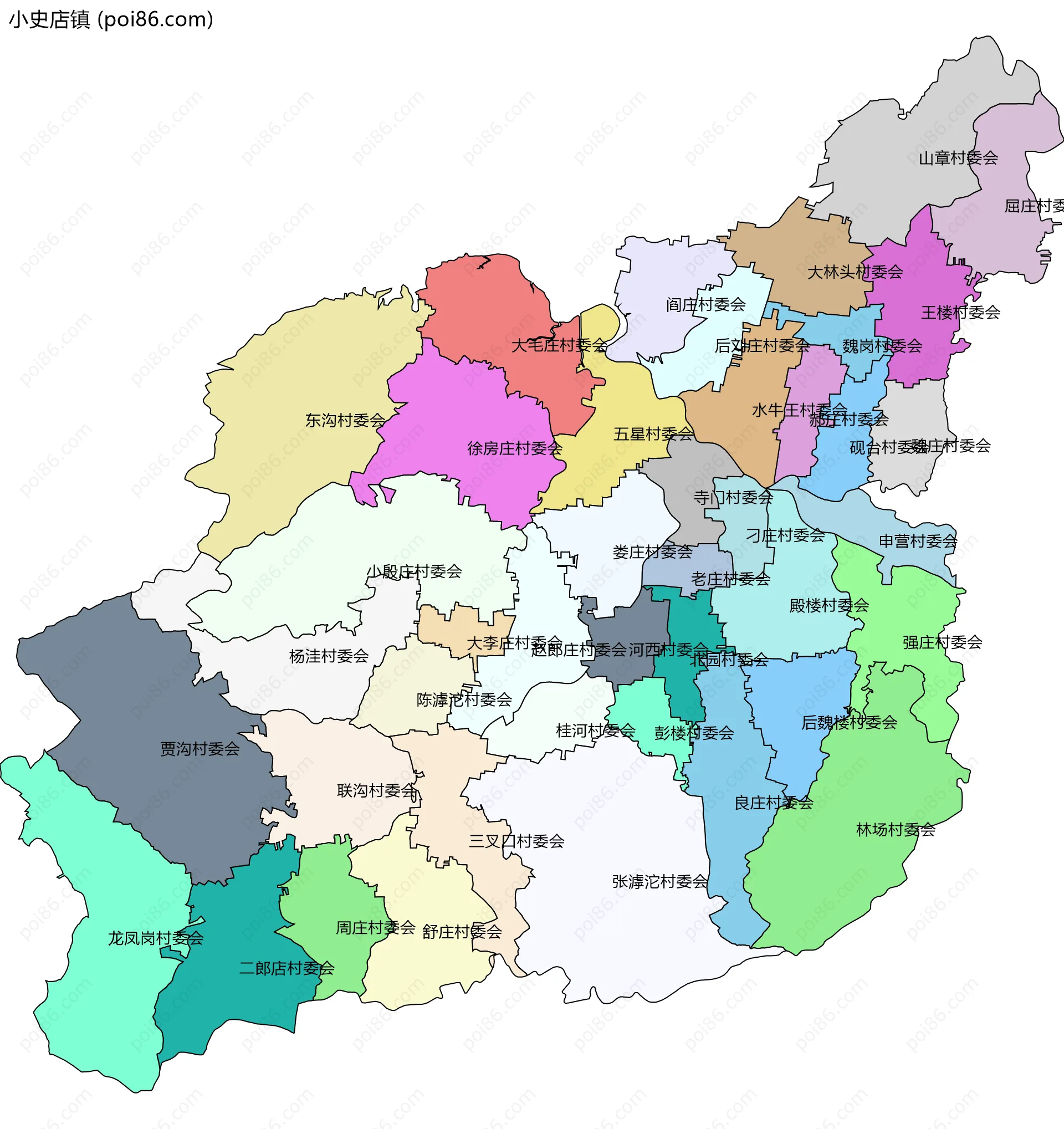 小史店镇边界地图(五级行政区划)