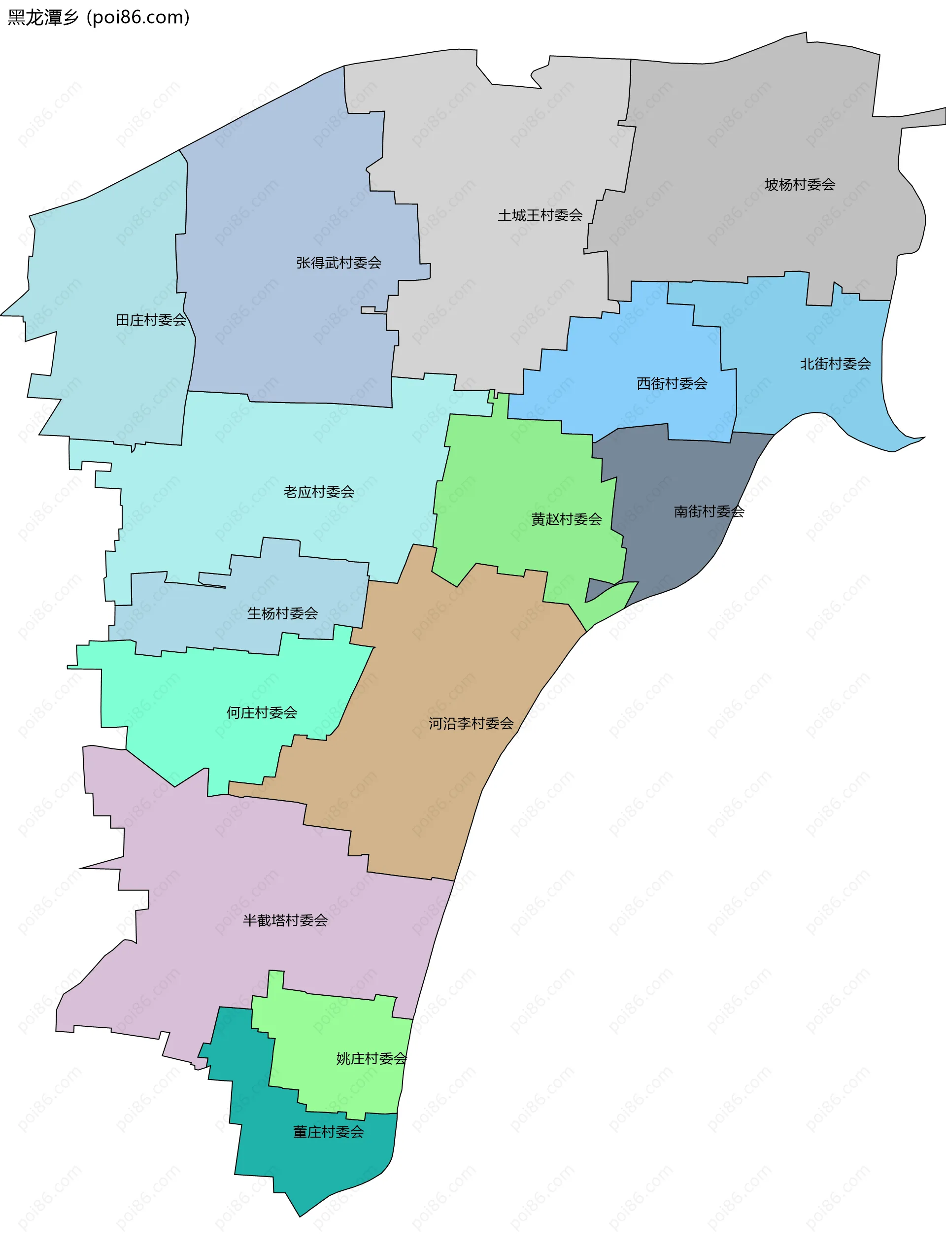 黑龙潭乡边界地图(五级行政区划)