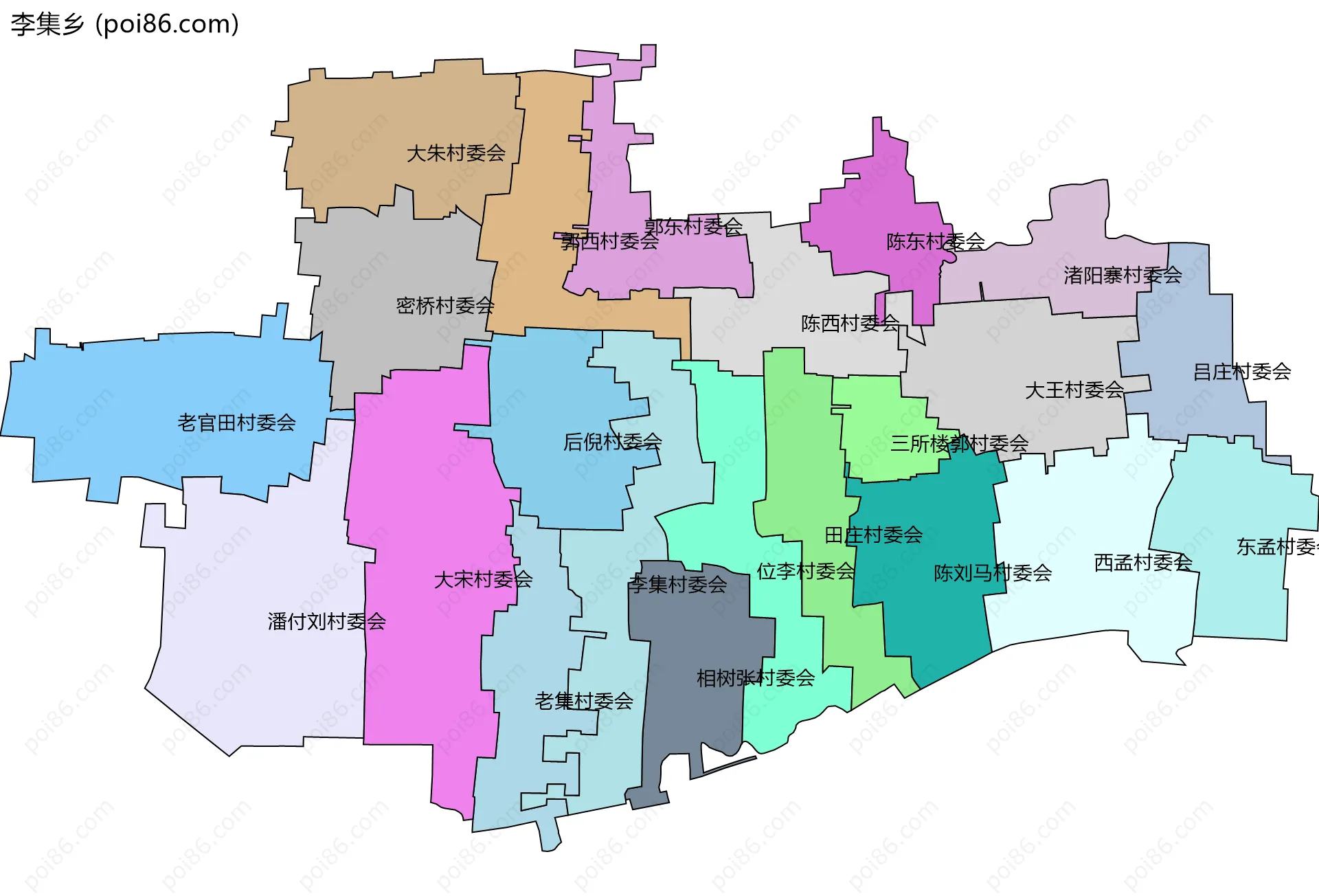 李集乡边界地图(五级行政区划)