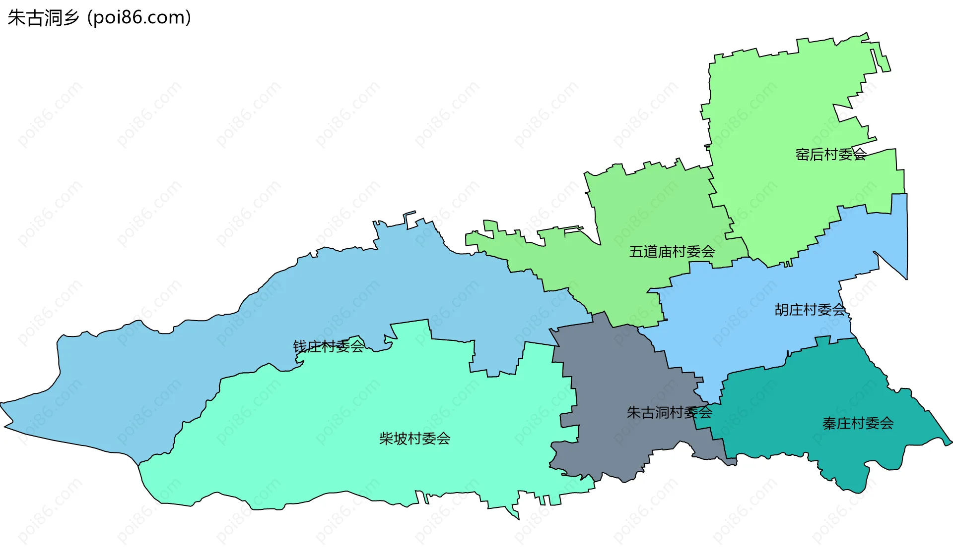 朱古洞乡边界地图(五级行政区划)