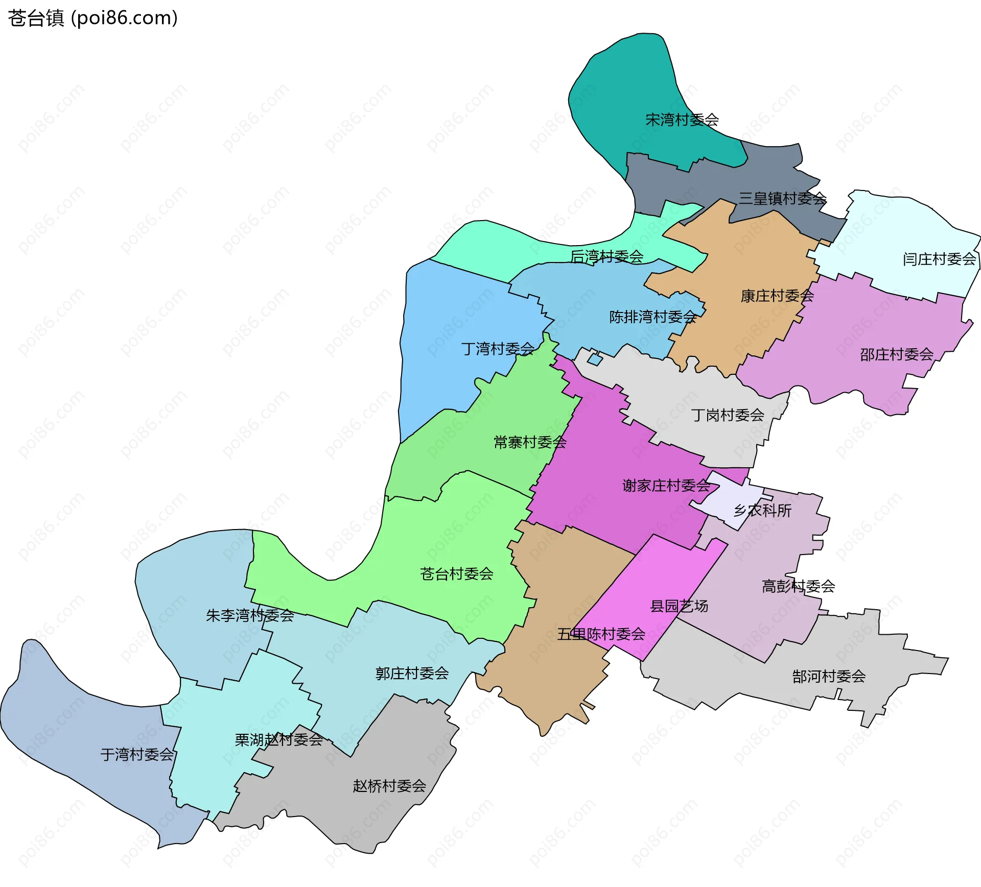 苍台镇边界地图(五级行政区划)