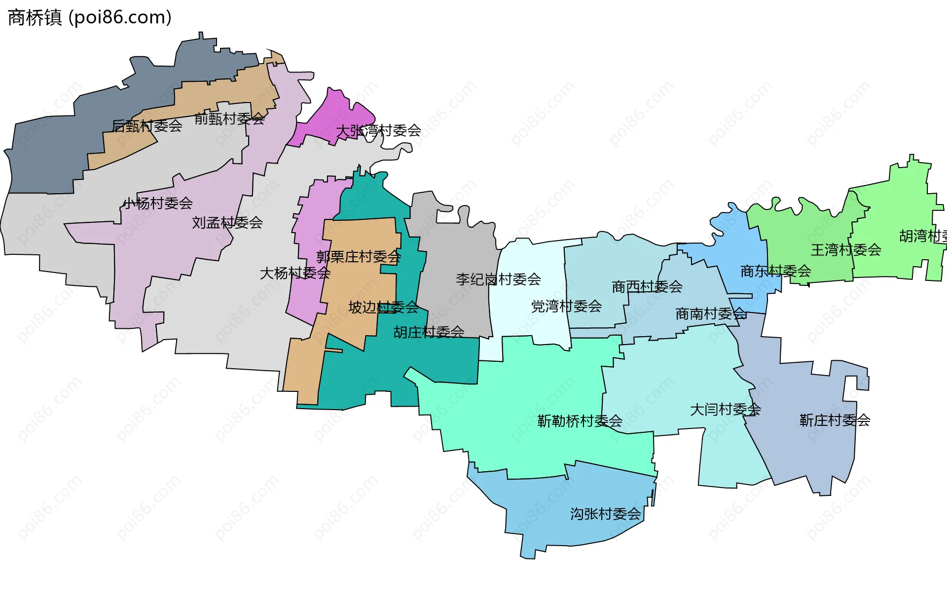 商桥镇边界地图(五级行政区划)