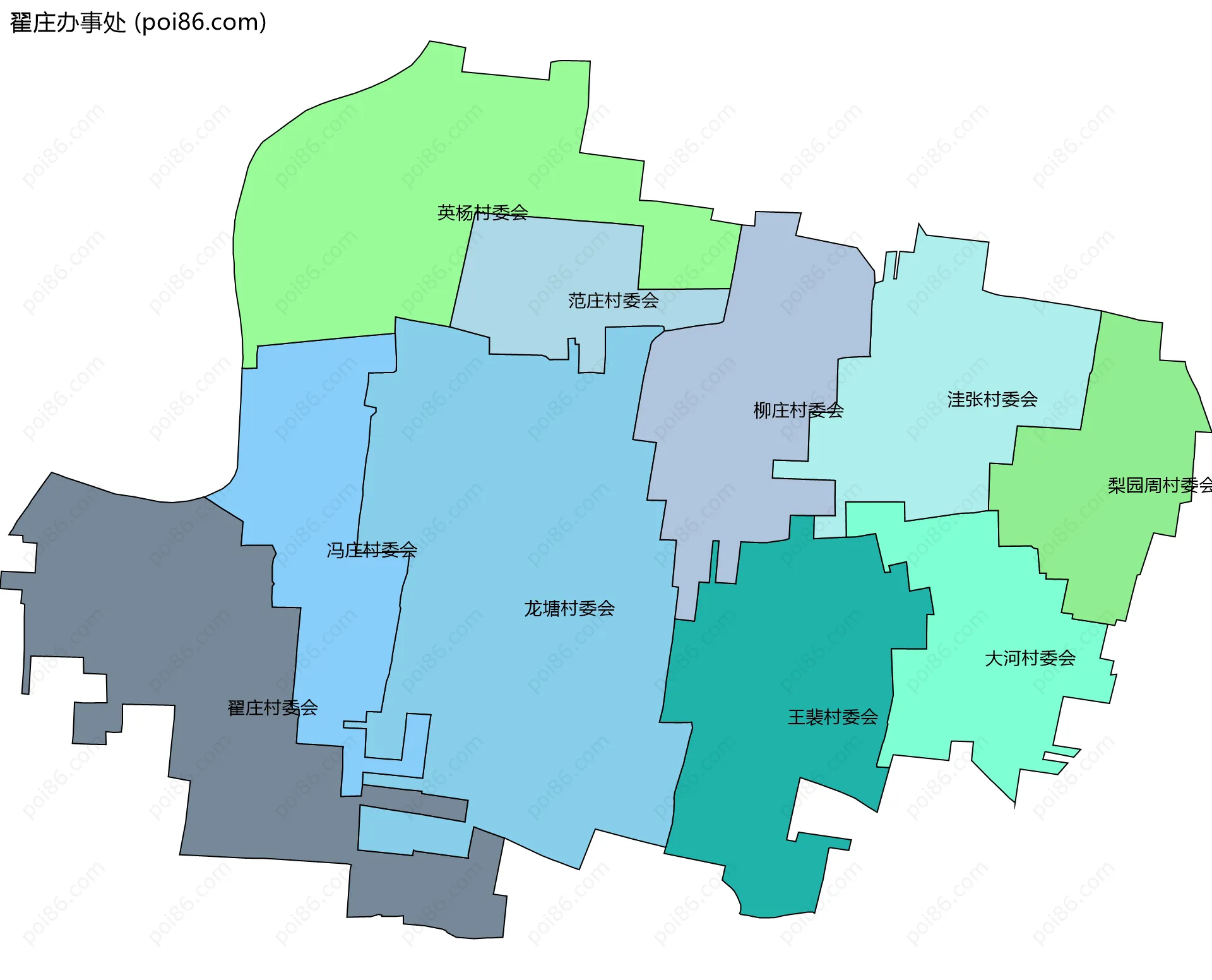 翟庄办事处边界地图(五级行政区划)