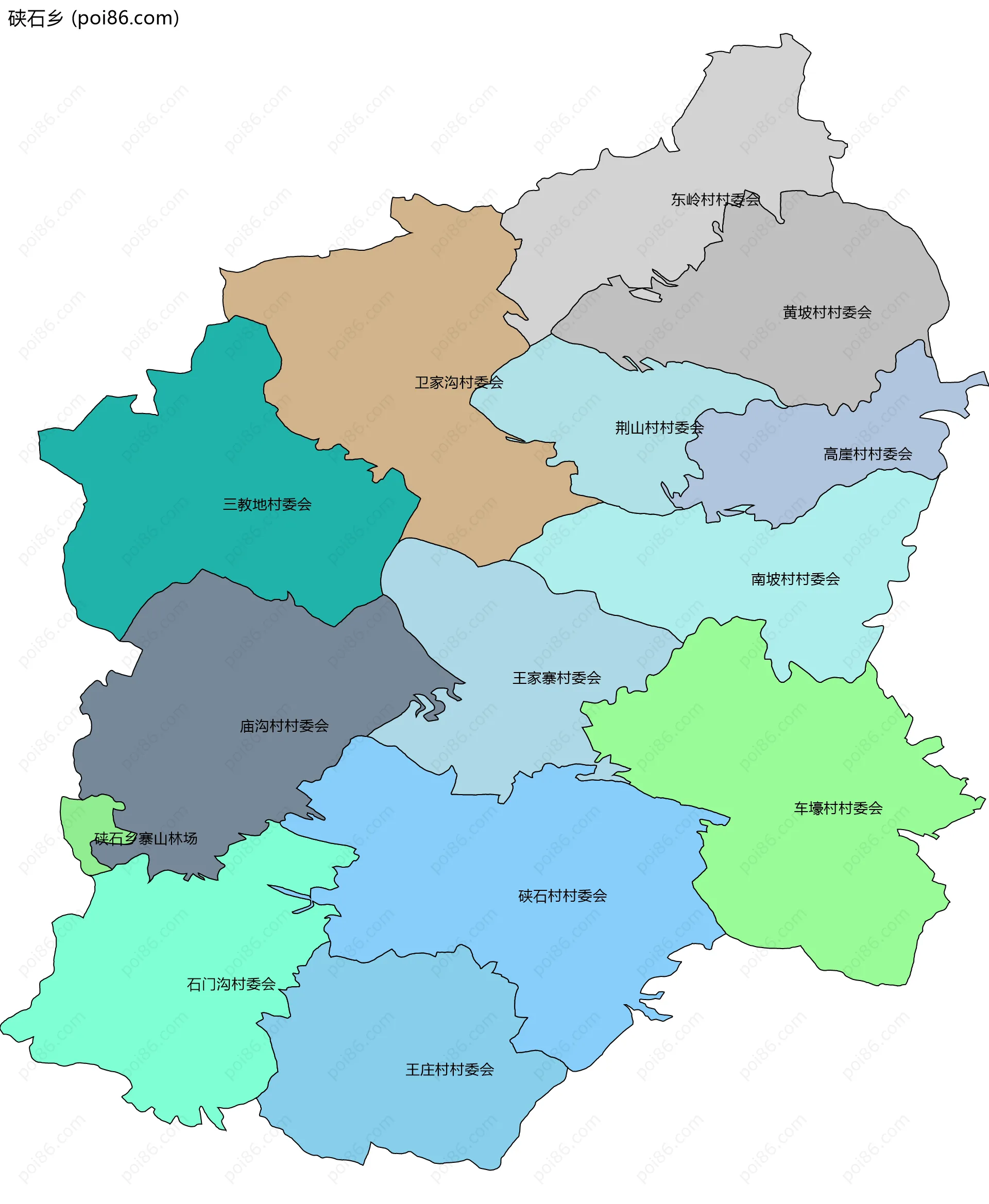 硖石乡边界地图(五级行政区划)