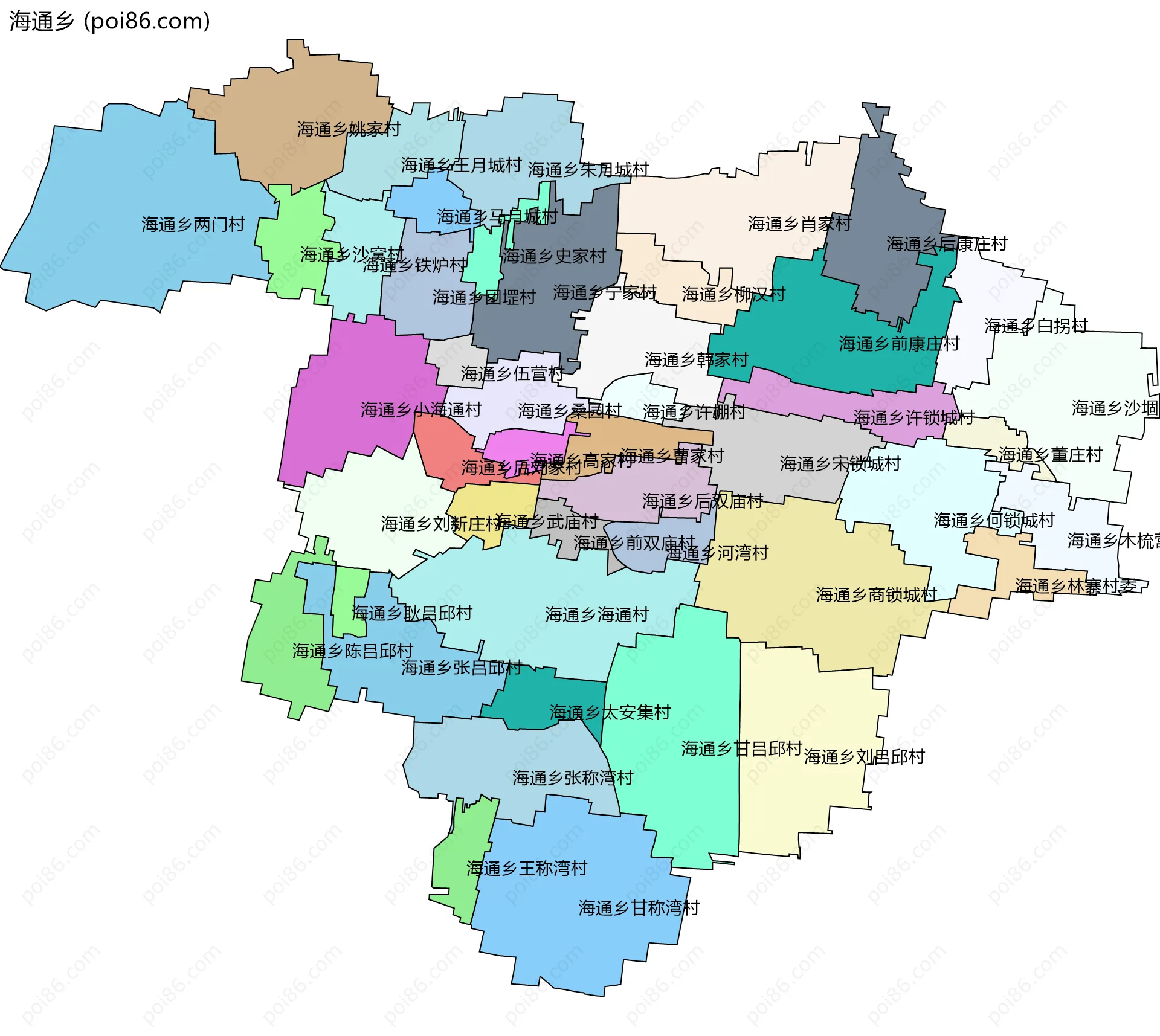 海通乡边界地图(五级行政区划)