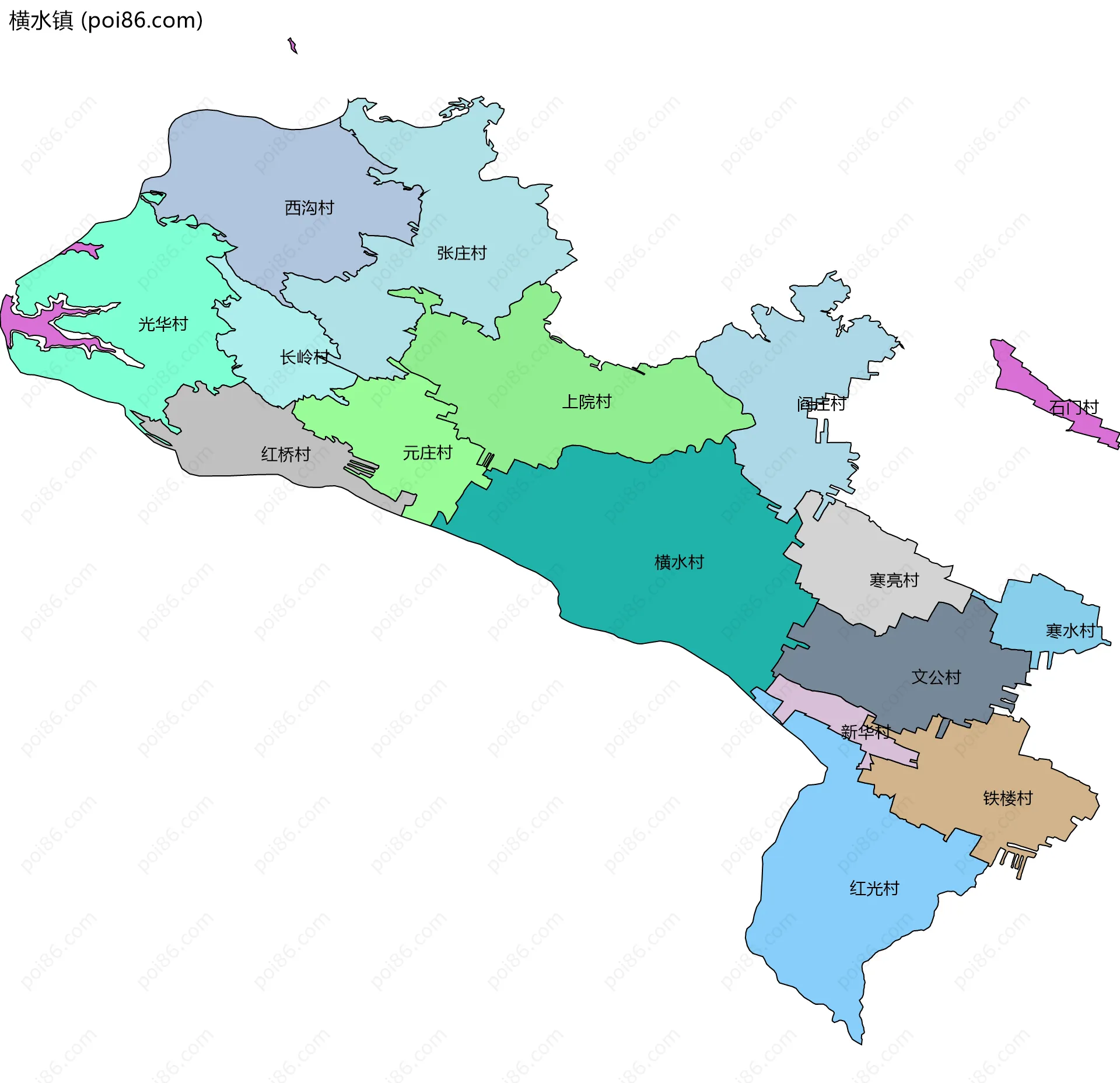 横水镇边界地图(五级行政区划)