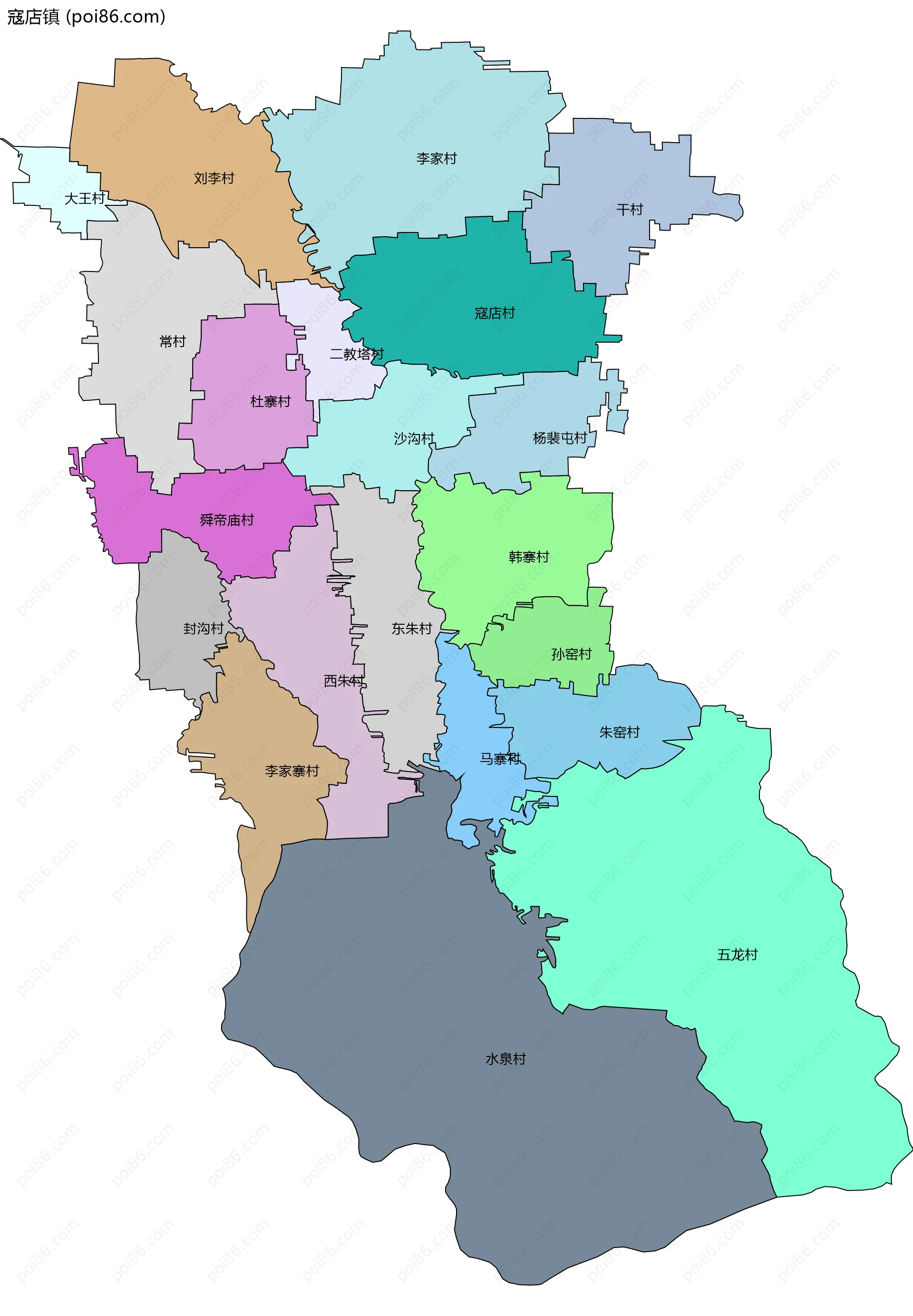 寇店镇边界地图(五级行政区划)