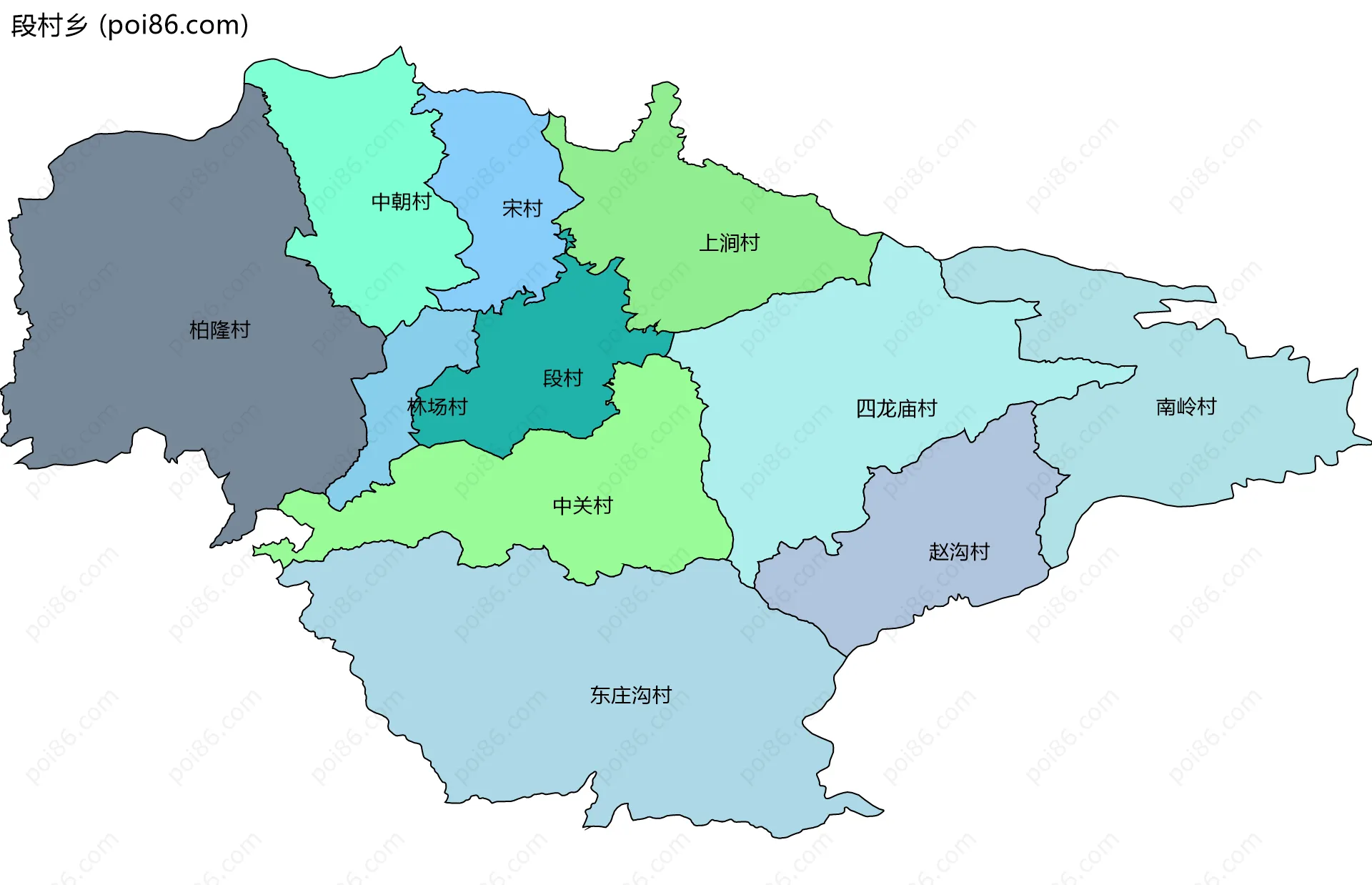 段村乡边界地图(五级行政区划)
