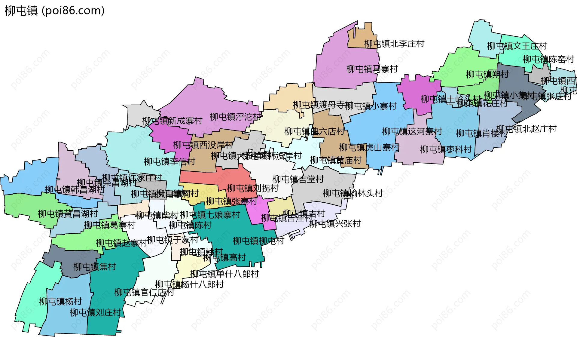 柳屯镇边界地图(五级行政区划)