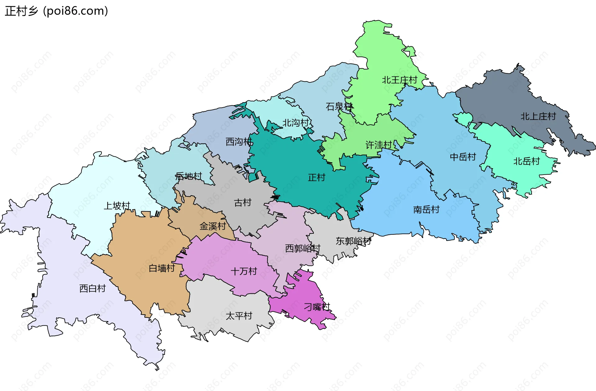 正村乡边界地图(五级行政区划)