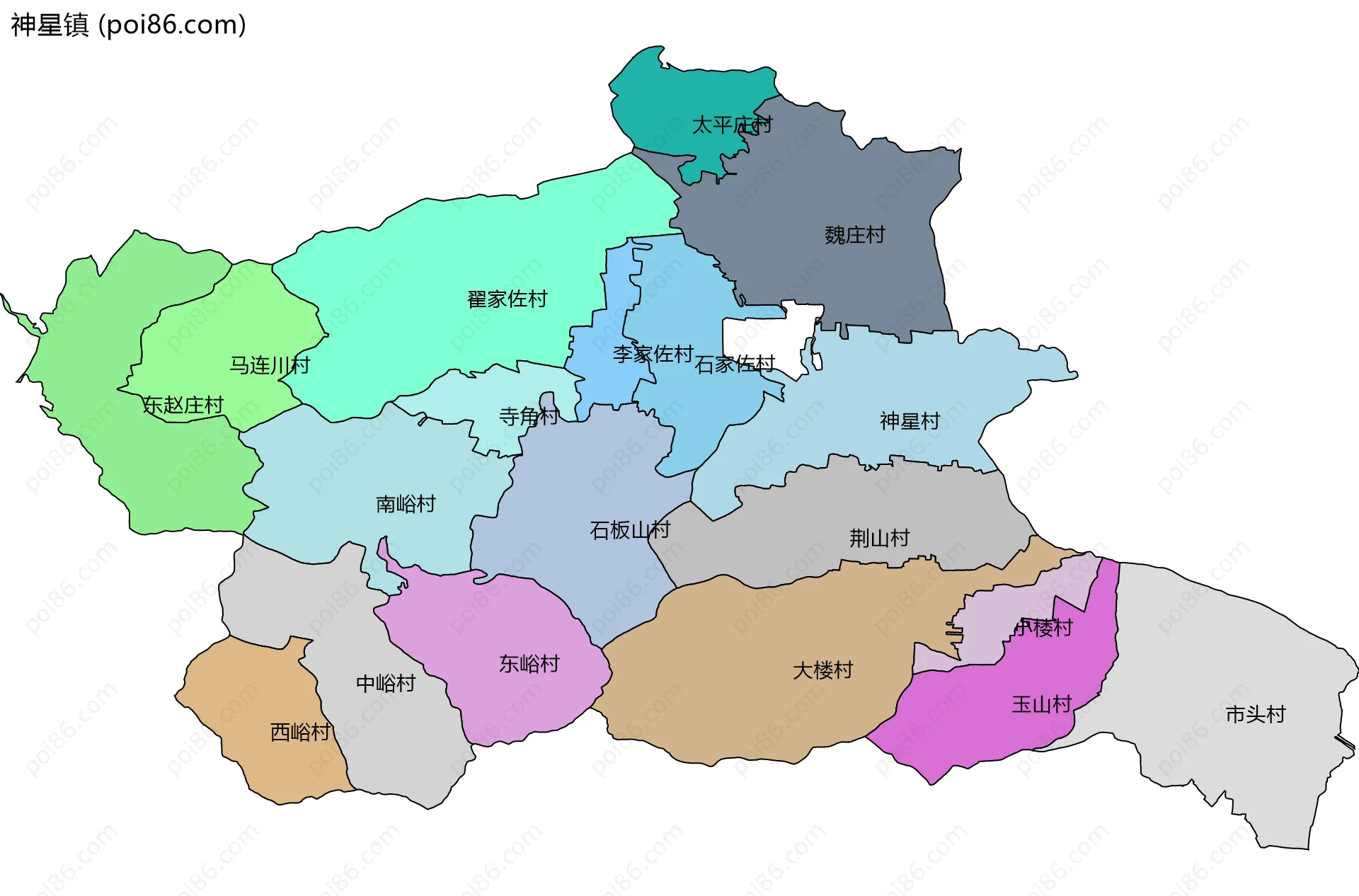 神星镇边界地图(五级行政区划)