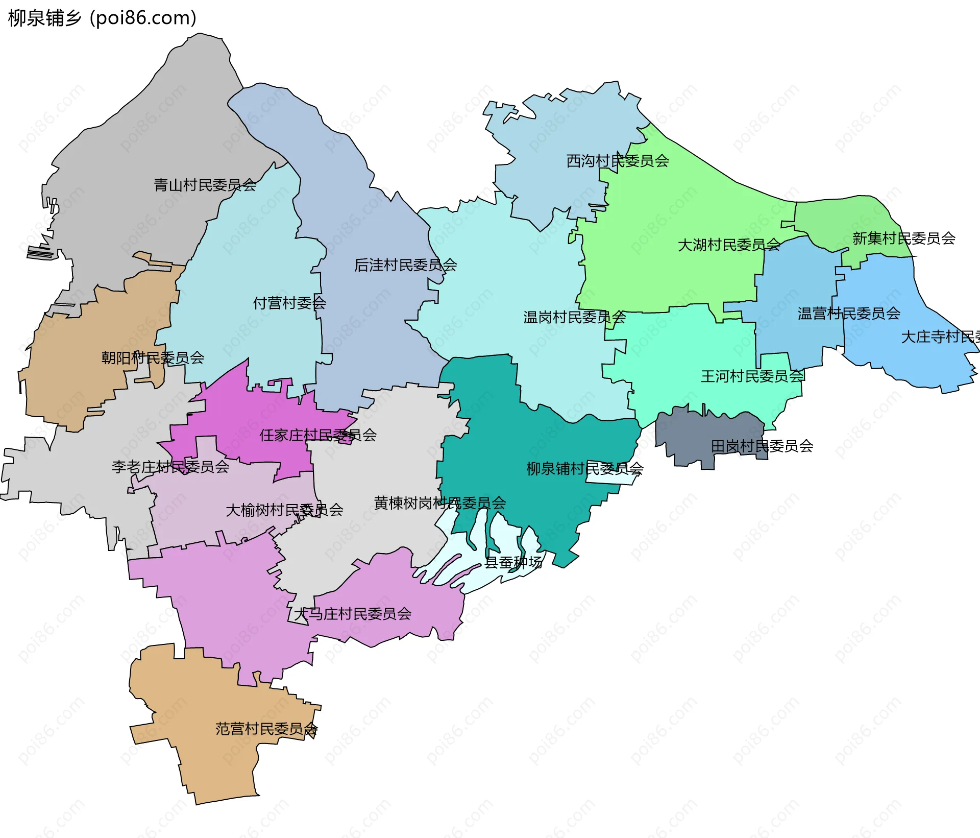 柳泉铺乡边界地图(五级行政区划)