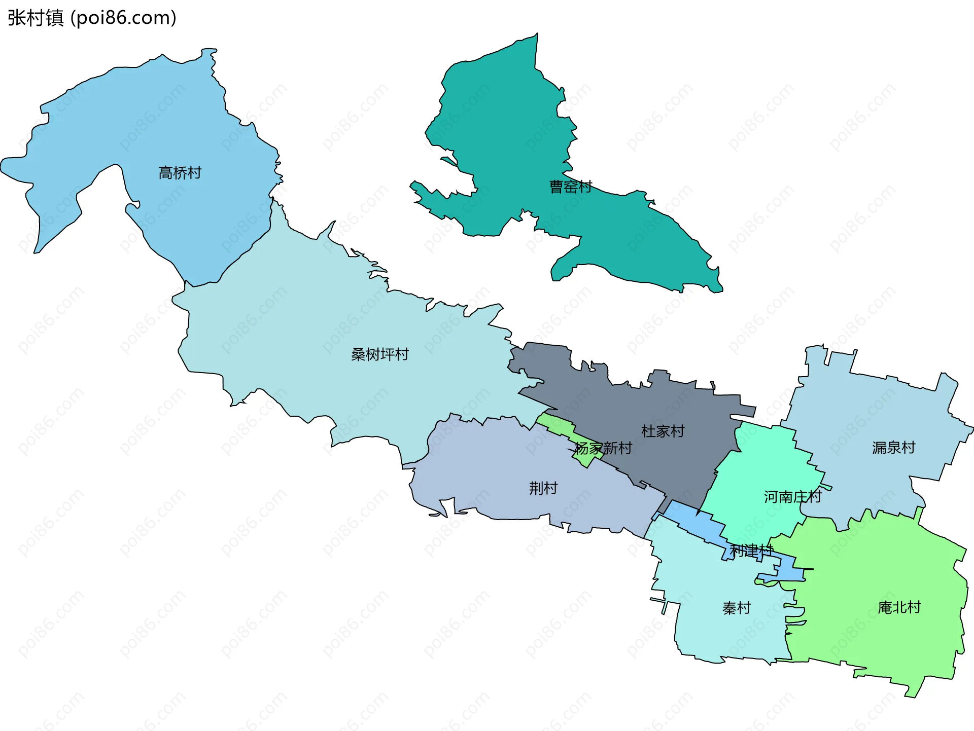 张村镇边界地图(五级行政区划)