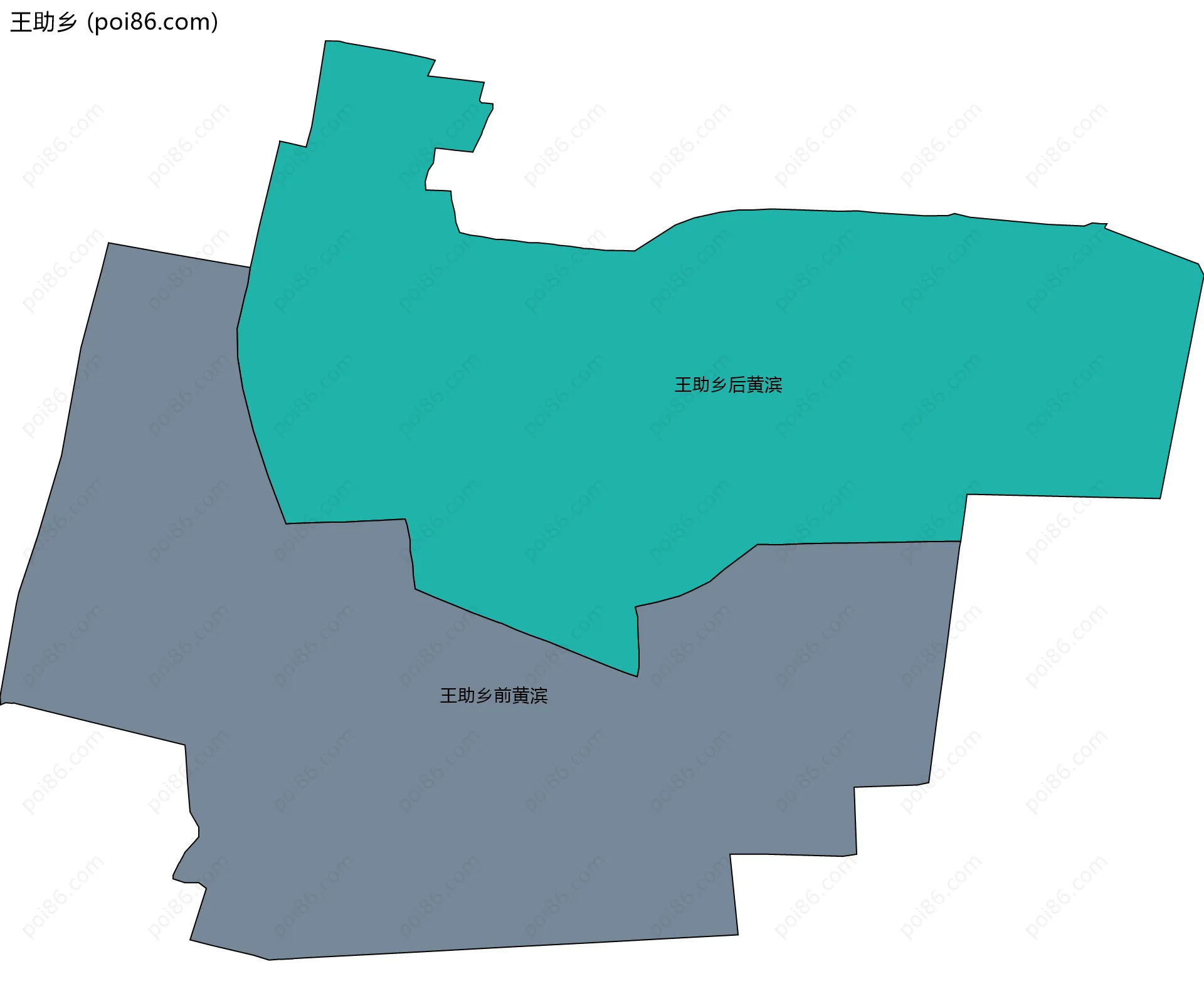 王助乡边界地图(五级行政区划)