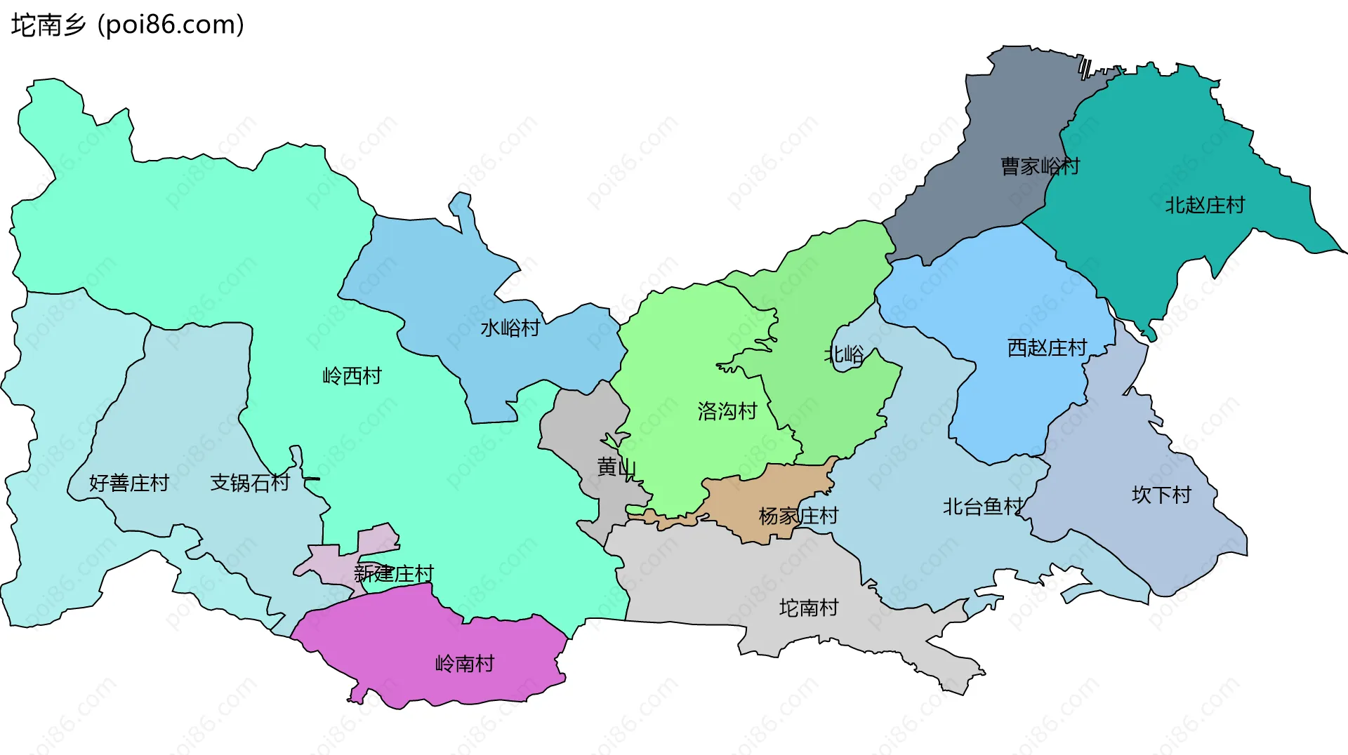 坨南乡边界地图(五级行政区划)