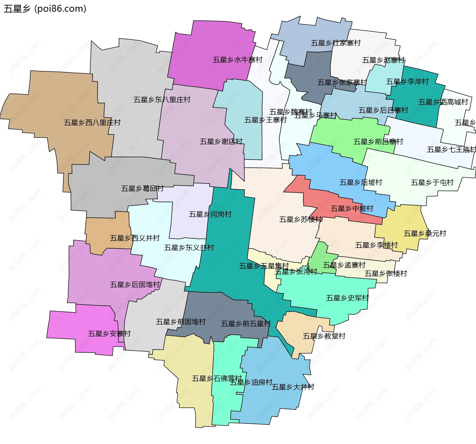 五星乡边界地图(五级行政区划)