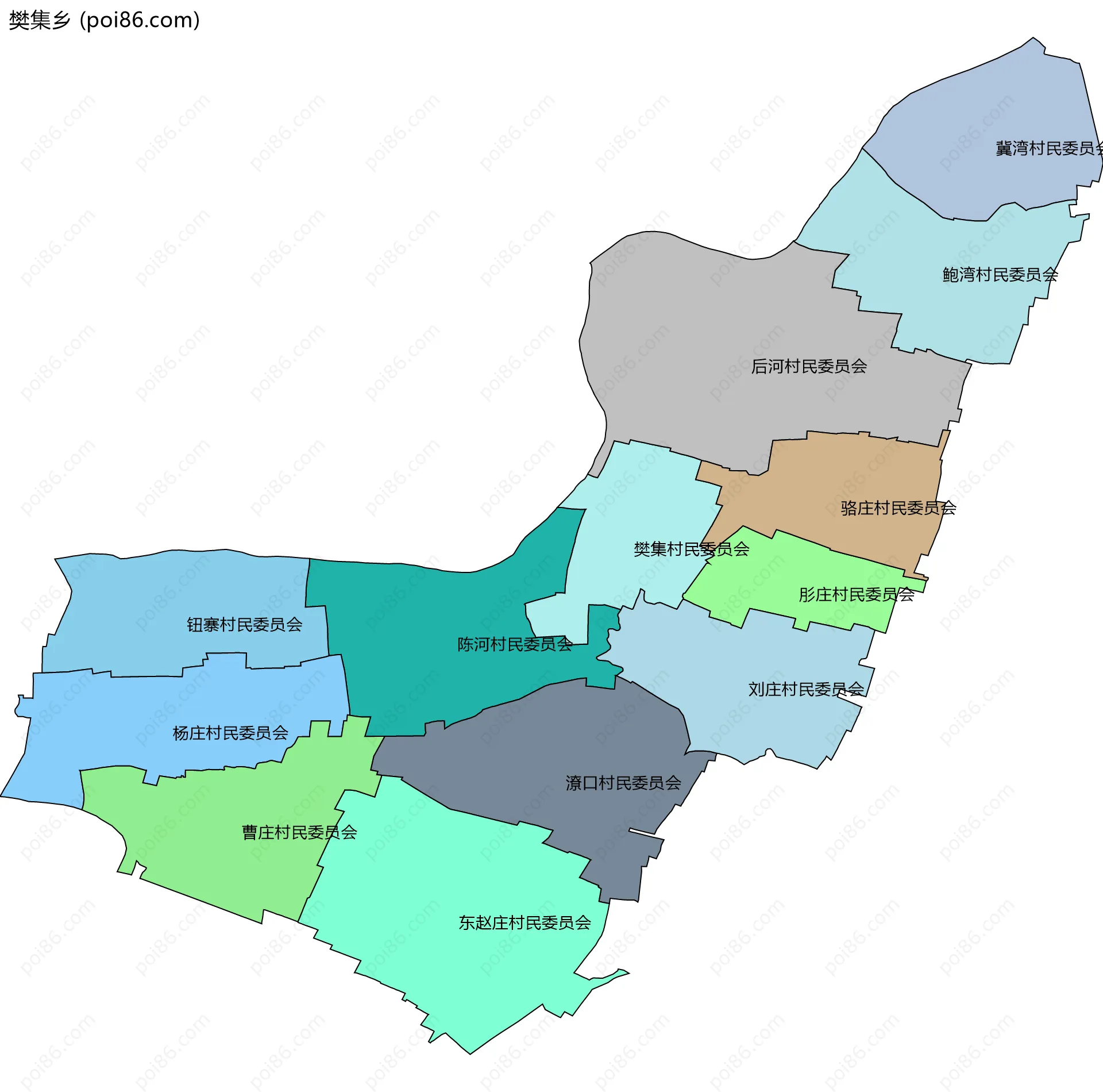樊集乡边界地图(五级行政区划)