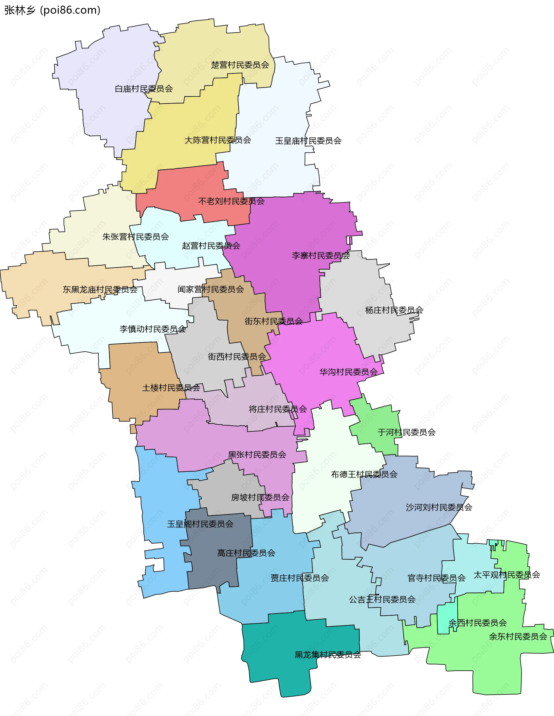 张林乡边界地图(五级行政区划)