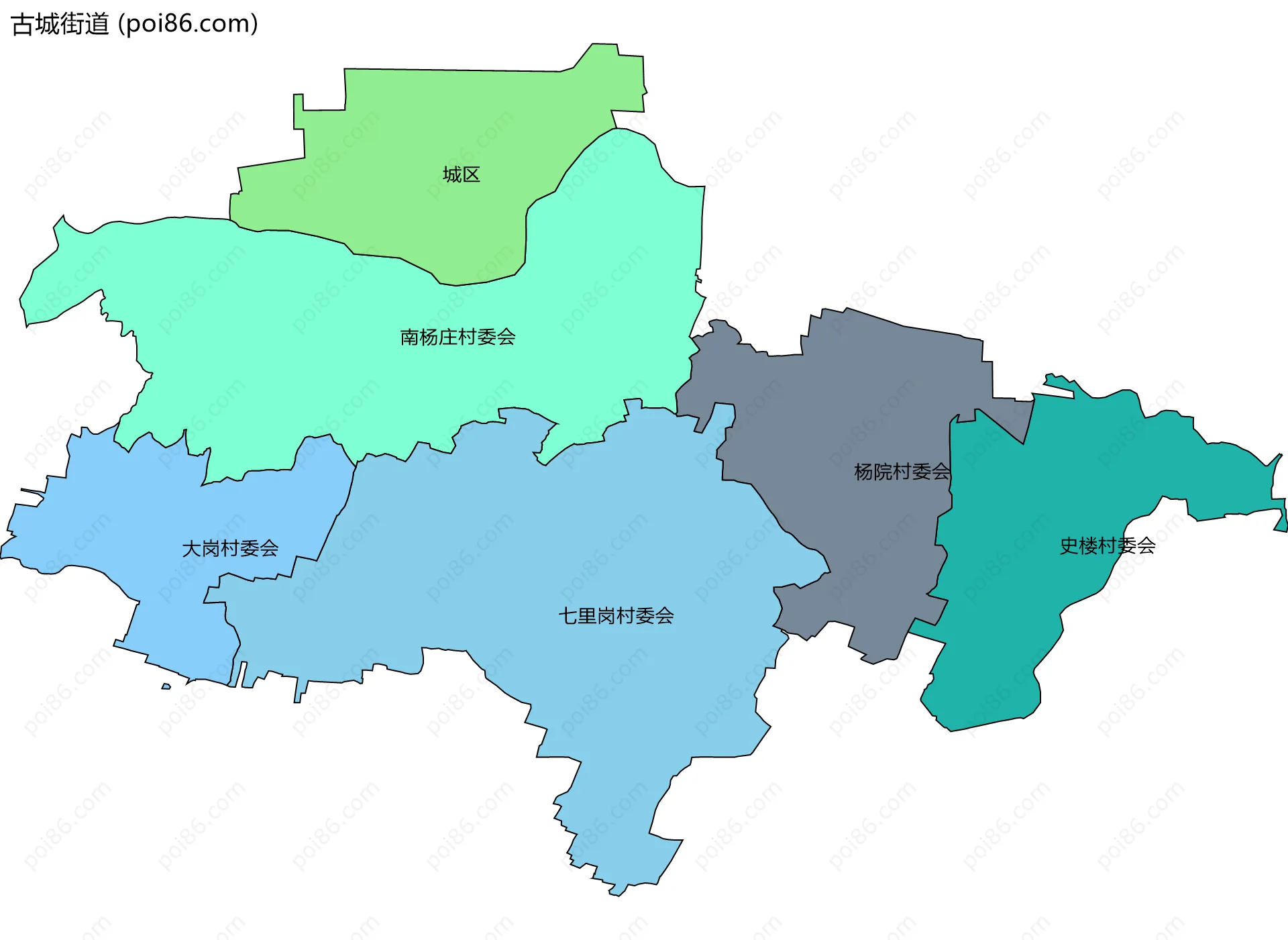 古城街道边界地图(五级行政区划)