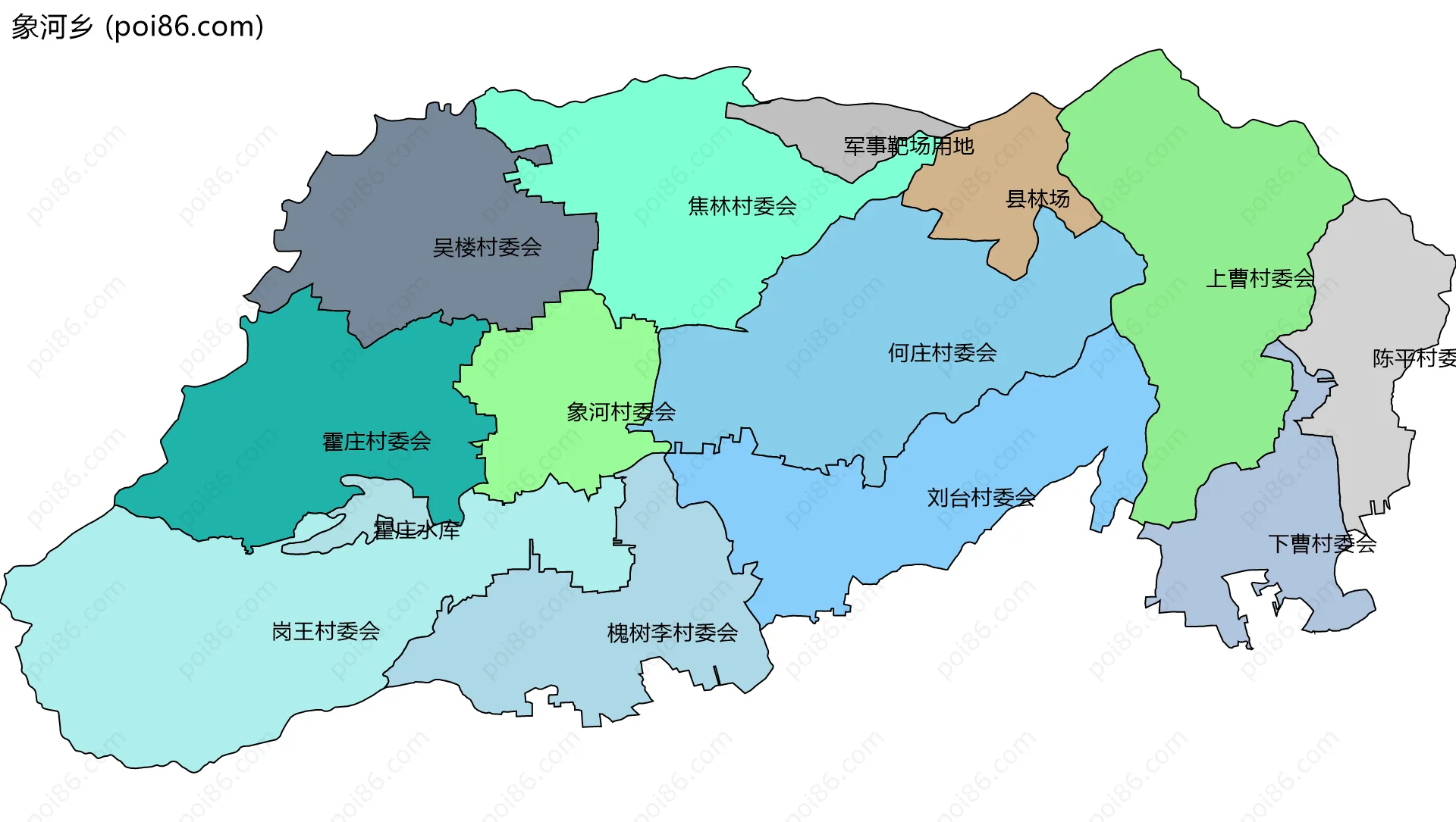 象河乡边界地图(五级行政区划)