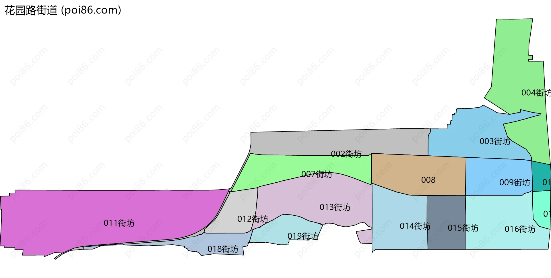 花园路街道边界地图(五级行政区划)
