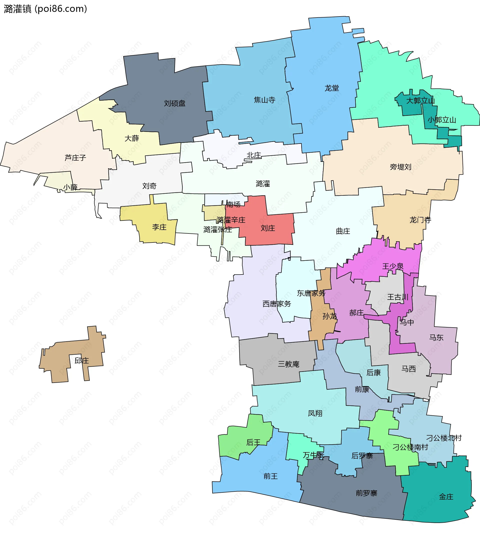 潞灌镇边界地图(五级行政区划)