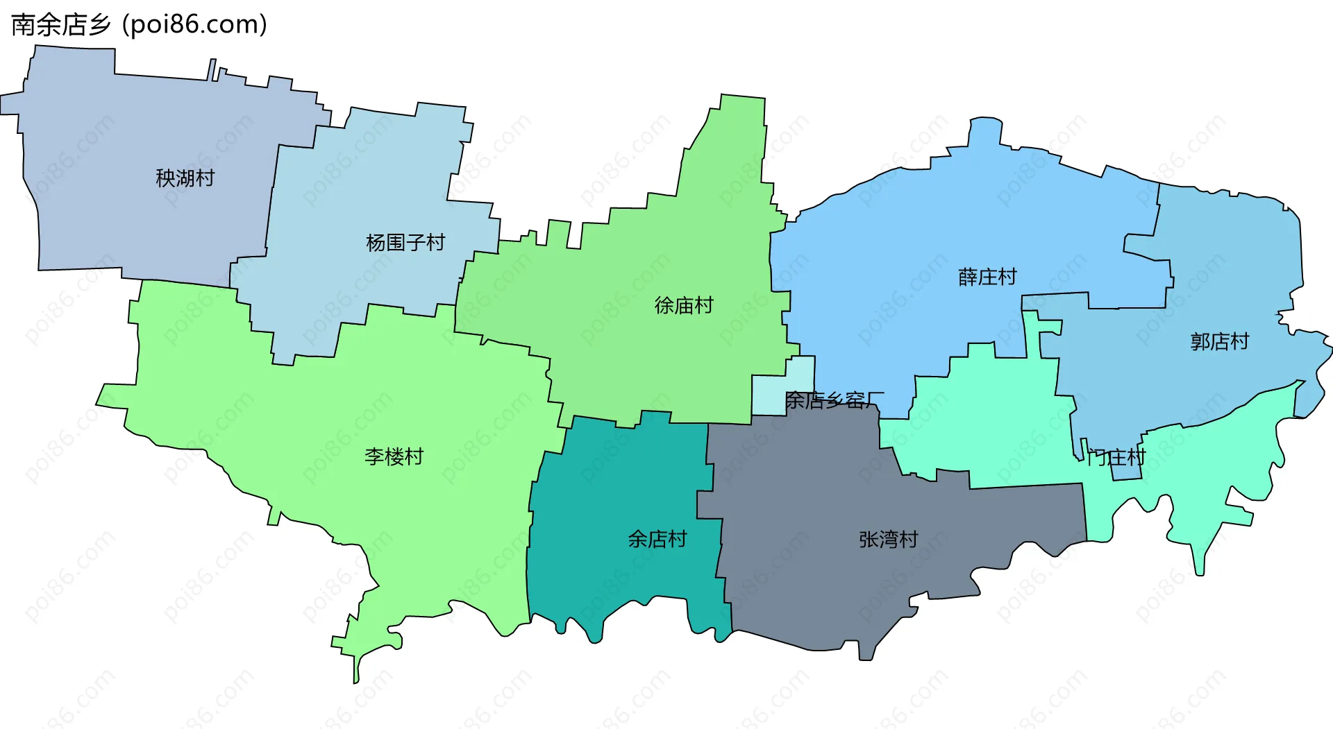 南余店乡边界地图(五级行政区划)