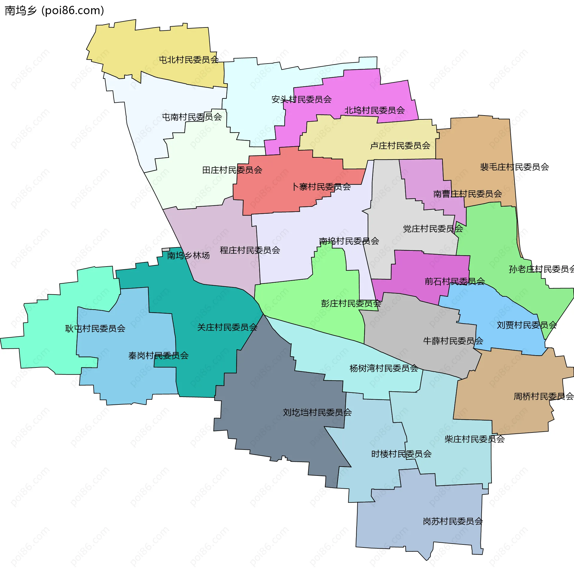 南坞乡边界地图(五级行政区划)