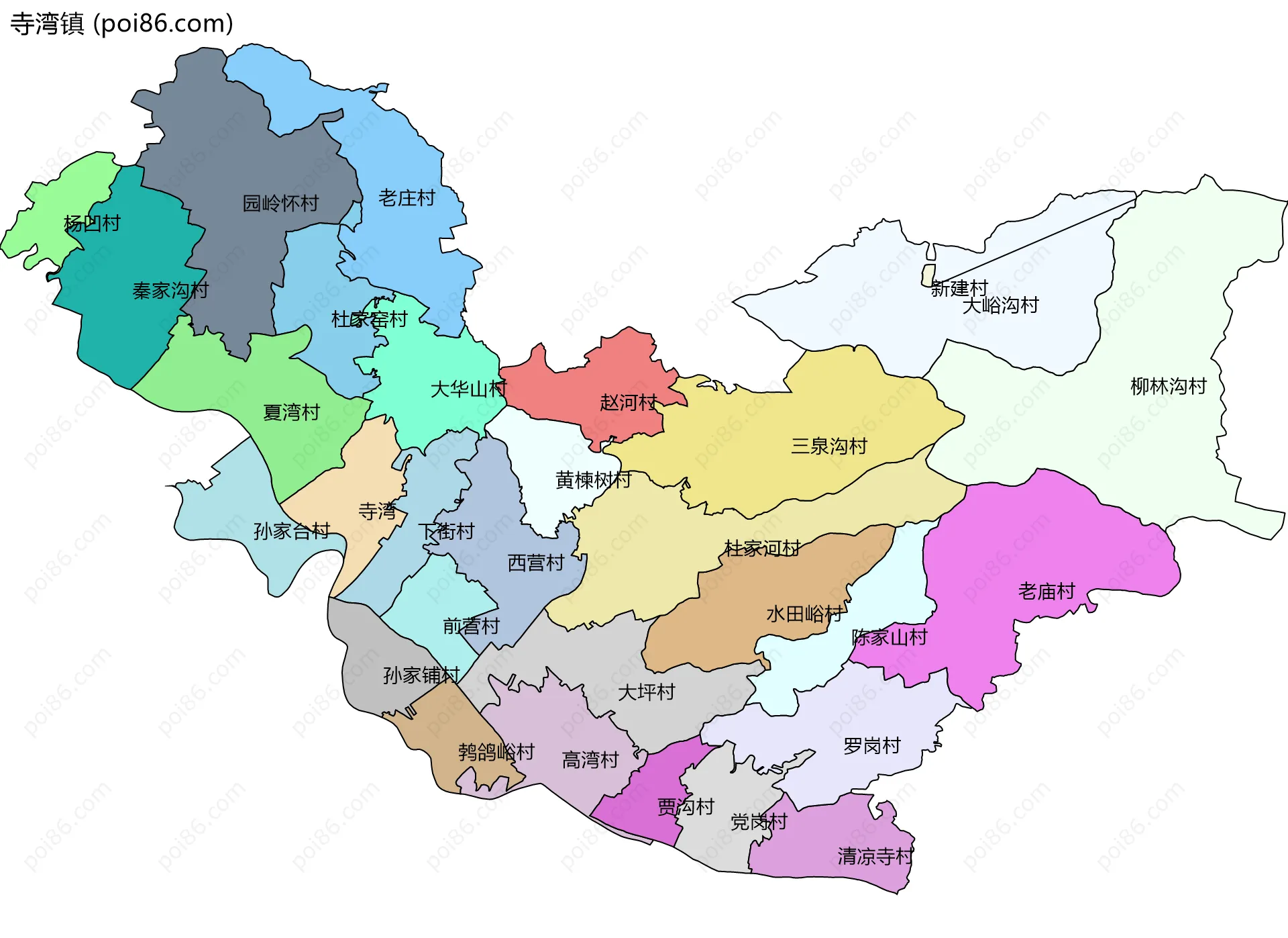 寺湾镇边界地图(五级行政区划)