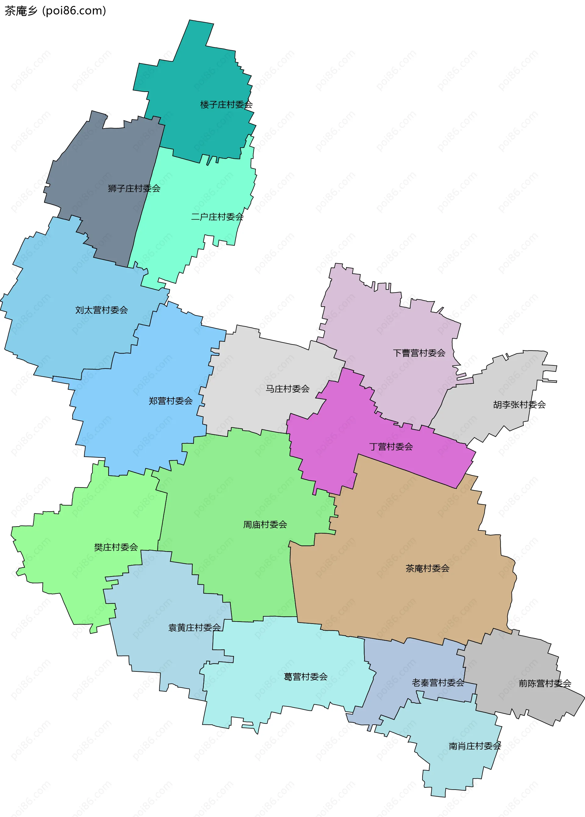 茶庵乡边界地图(五级行政区划)