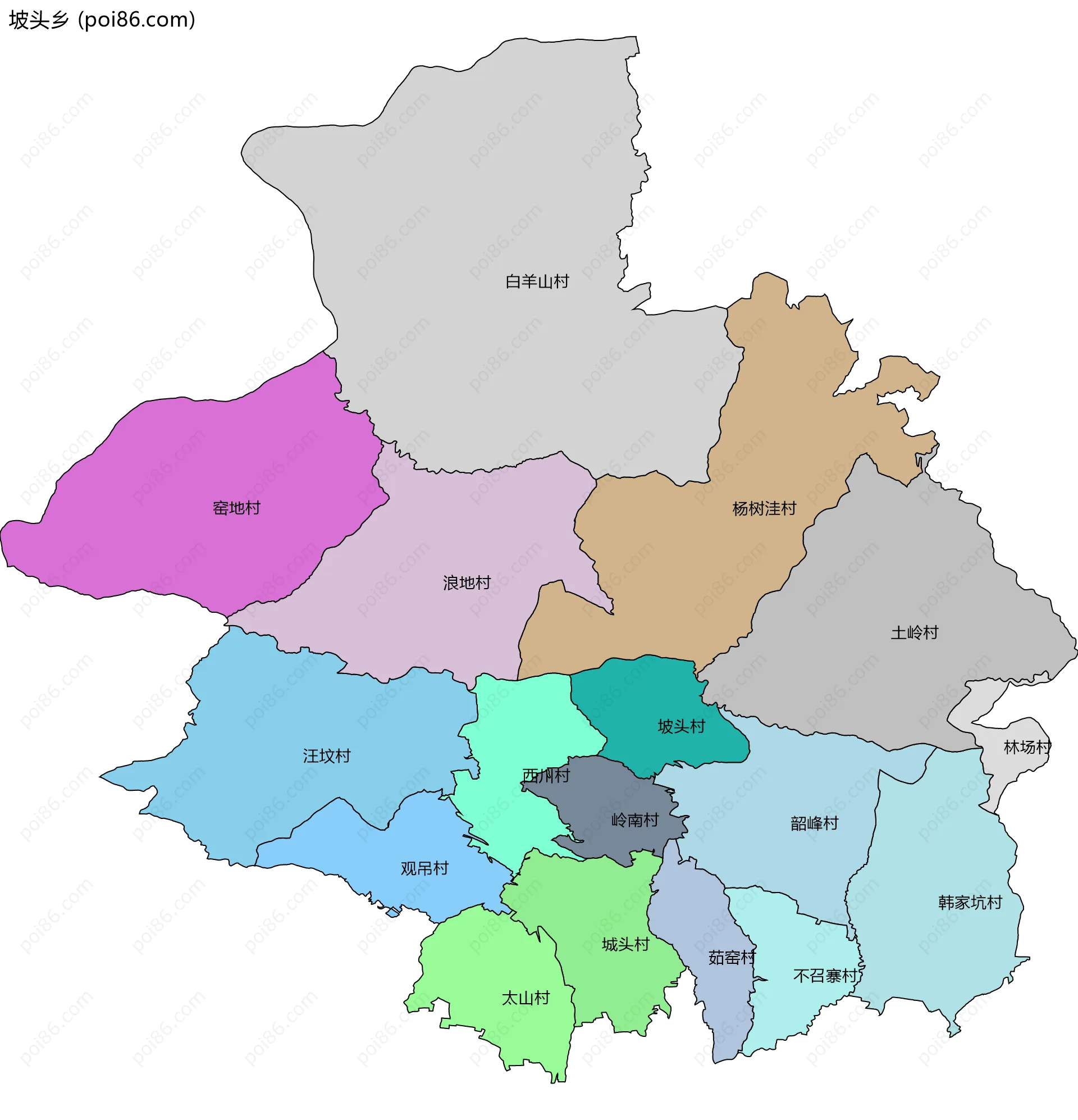坡头乡边界地图(五级行政区划)