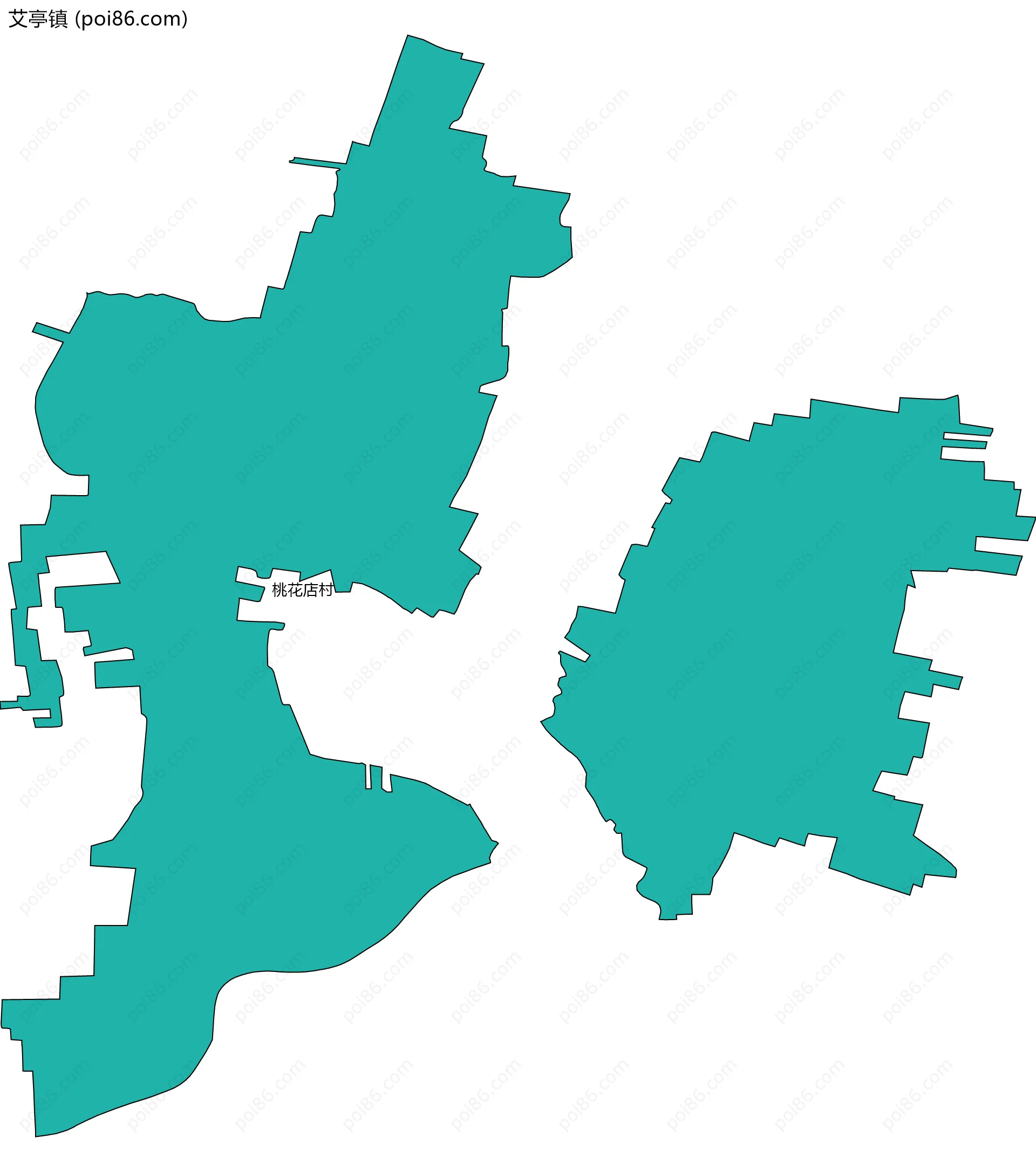 艾亭镇边界地图(五级行政区划)