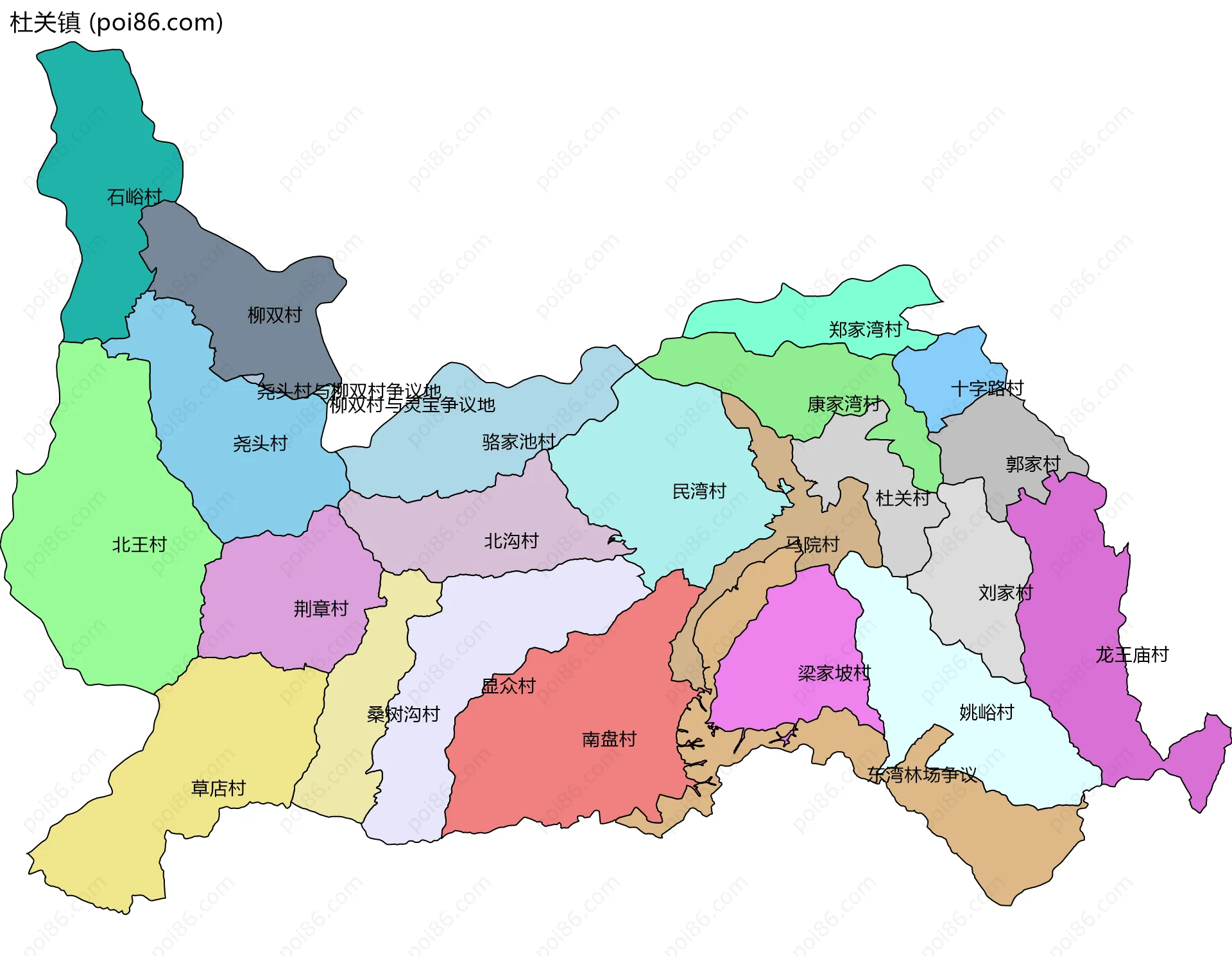 杜关镇边界地图(五级行政区划)