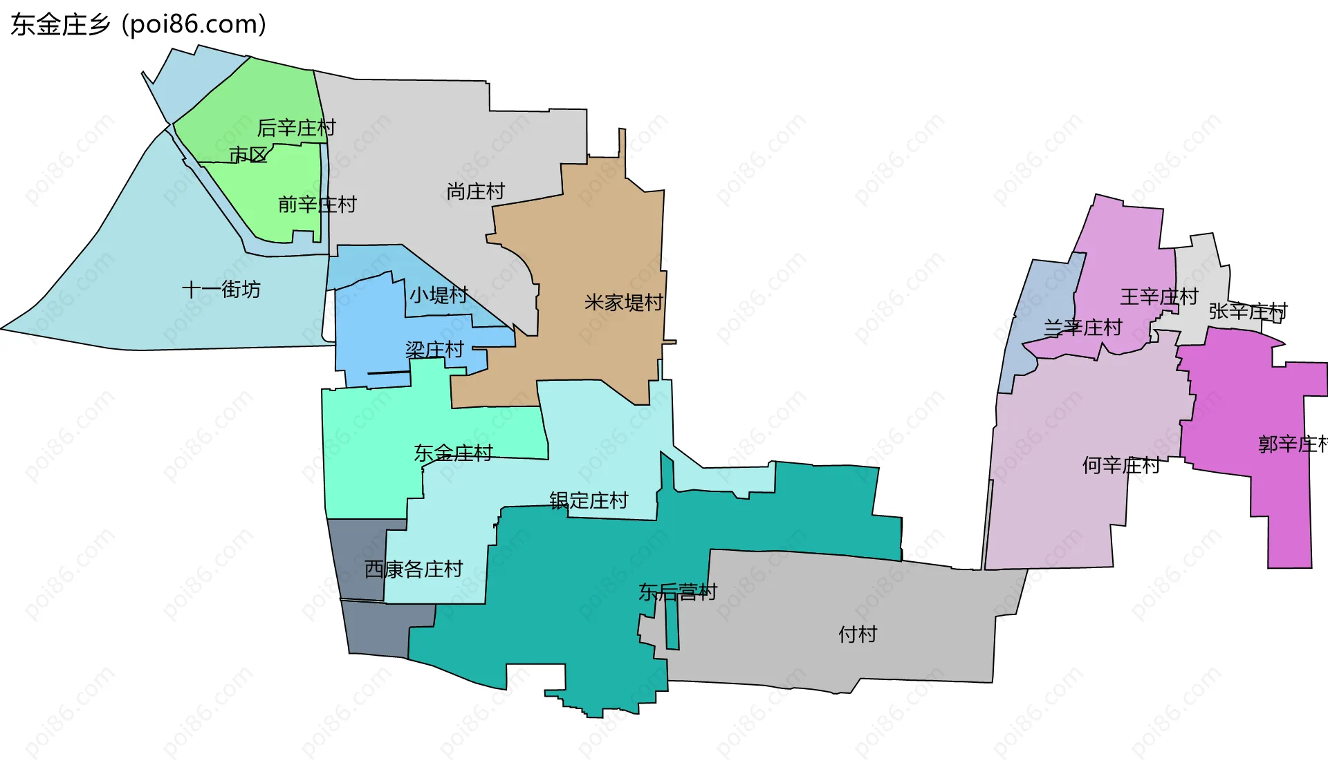 东金庄乡边界地图(五级行政区划)